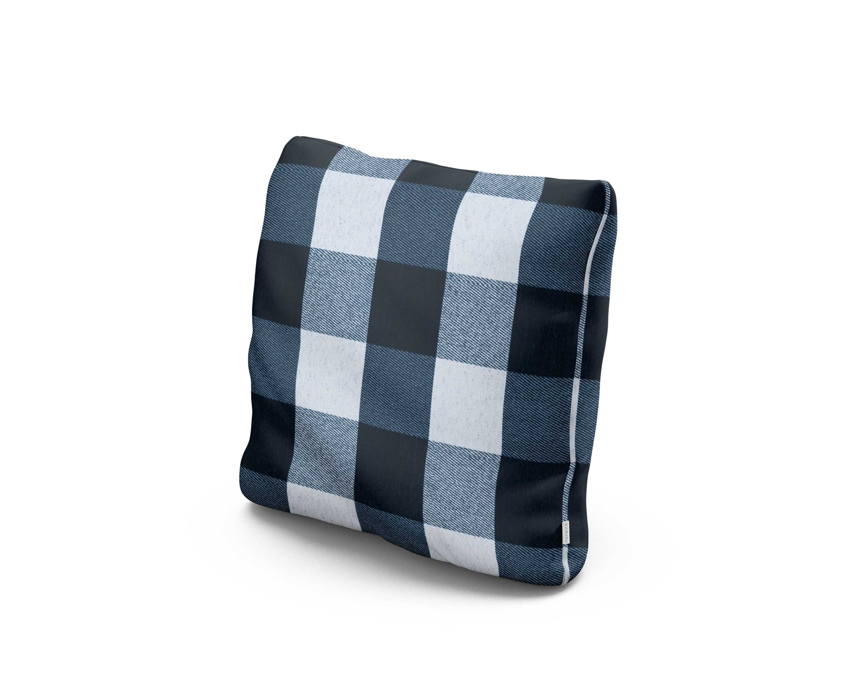 16" Outdoor Throw Pillow in Buffalo Plaid Marine Indigo