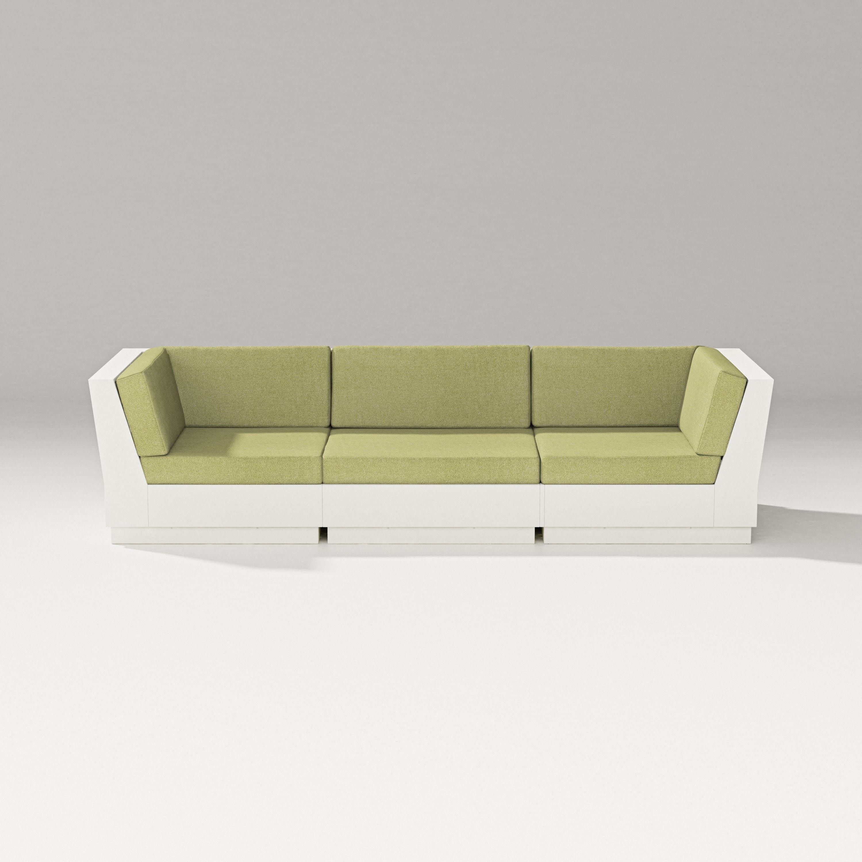 Elevate Sofa Sectional in Vintage White / Chartreuse Boucle