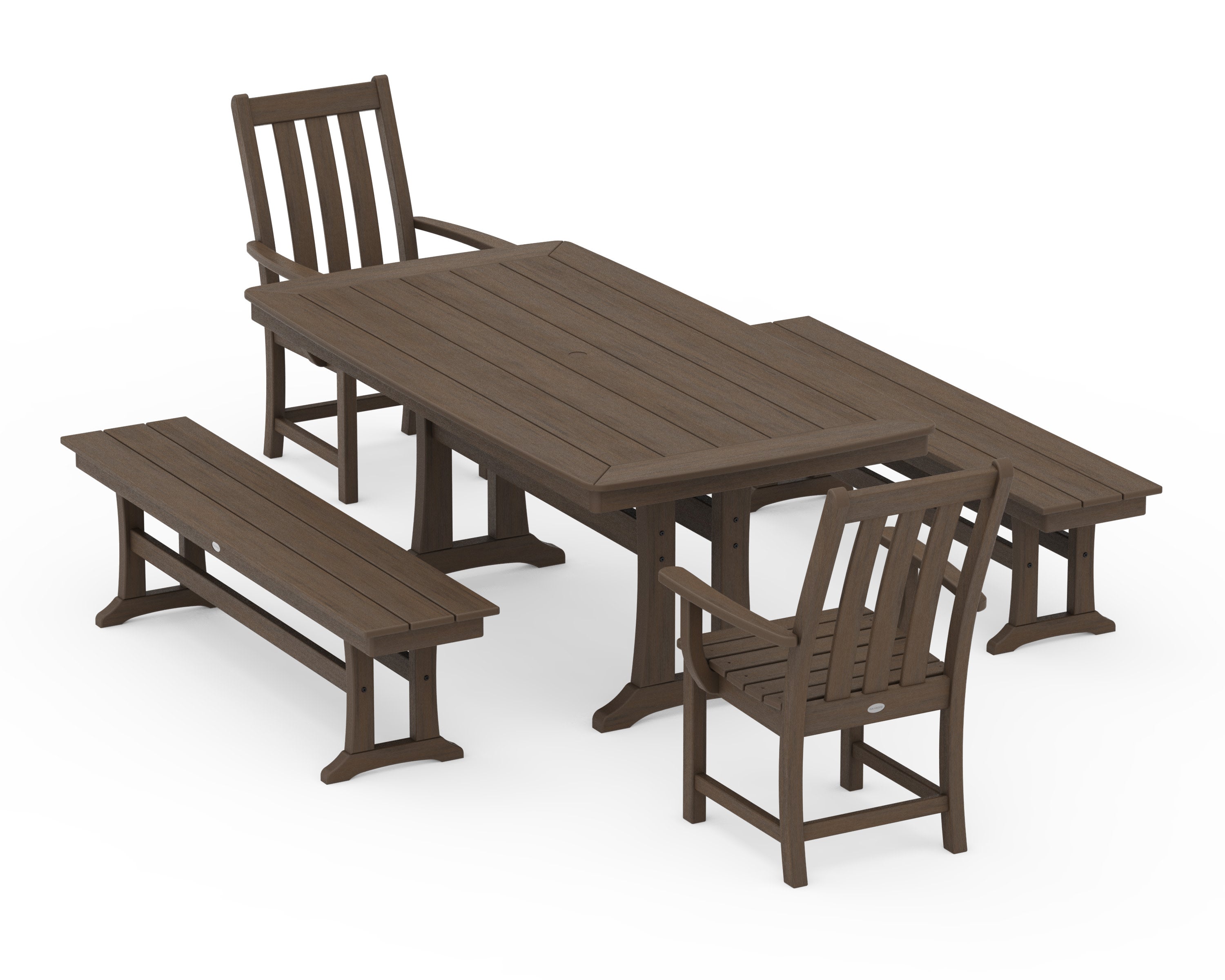 Vineyard 5-Piece Dining Set with Trestle Legs in Kona