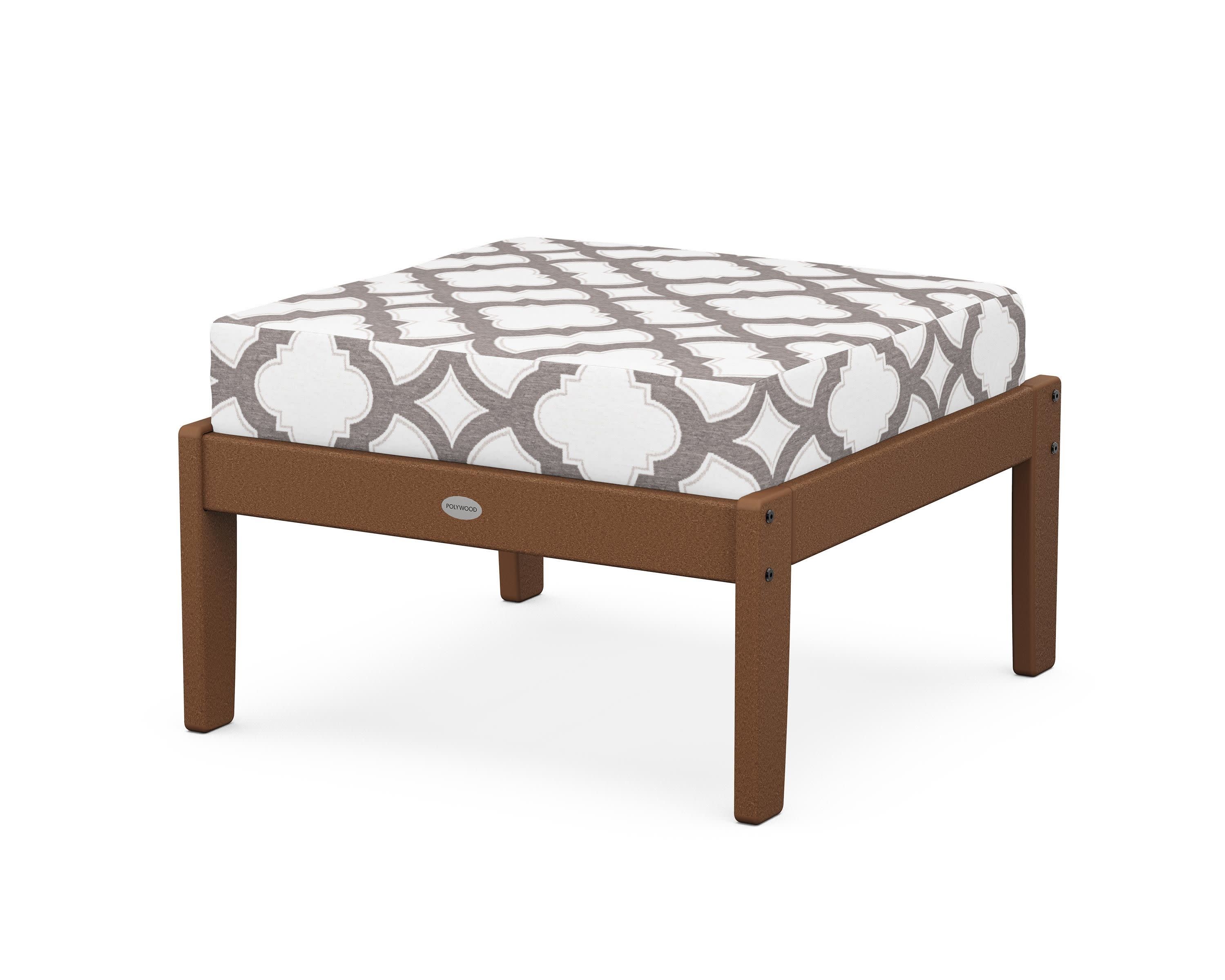 Braxton Deep Seating Ottoman in Teak / Trellis Grey Mist