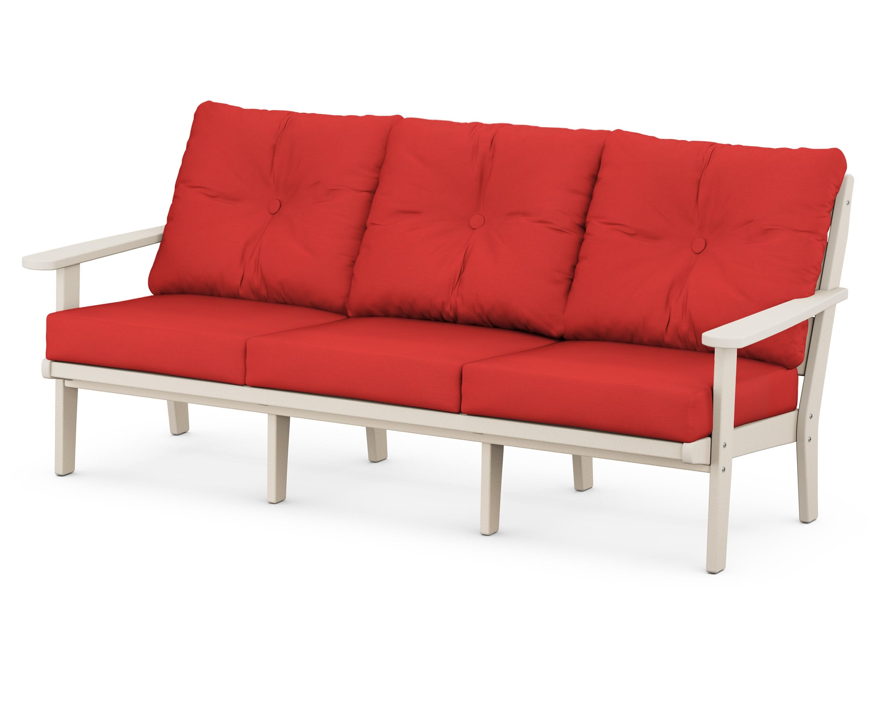 Lakeside Deep Seating Sofa in Sand / Crimson Linen