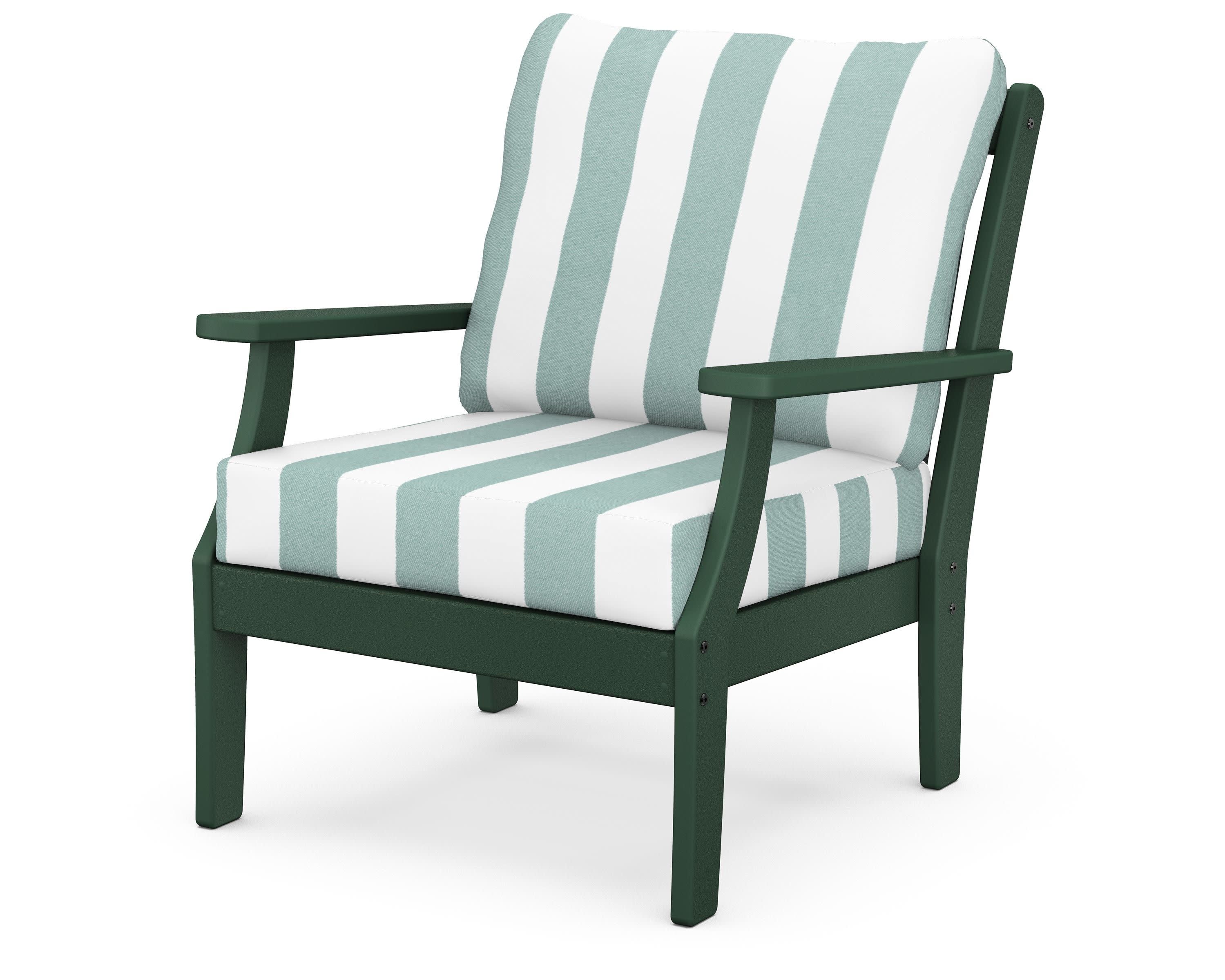 Braxton Deep Seating Chair in Green / Cabana Stripe Glacier Spa