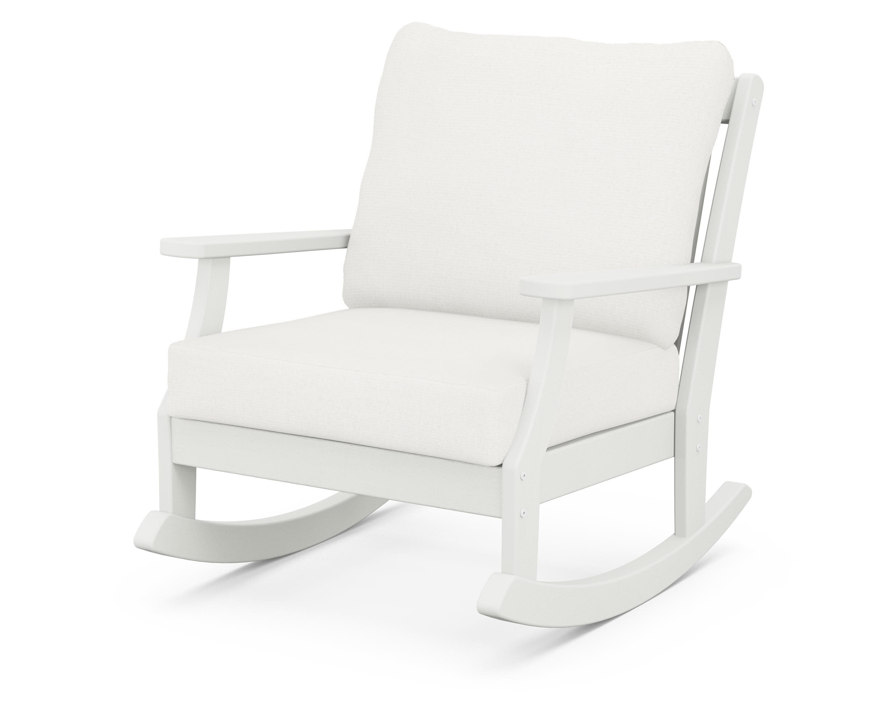 Braxton Deep Seating Rocking Chair in Vintage White / Natural Linen