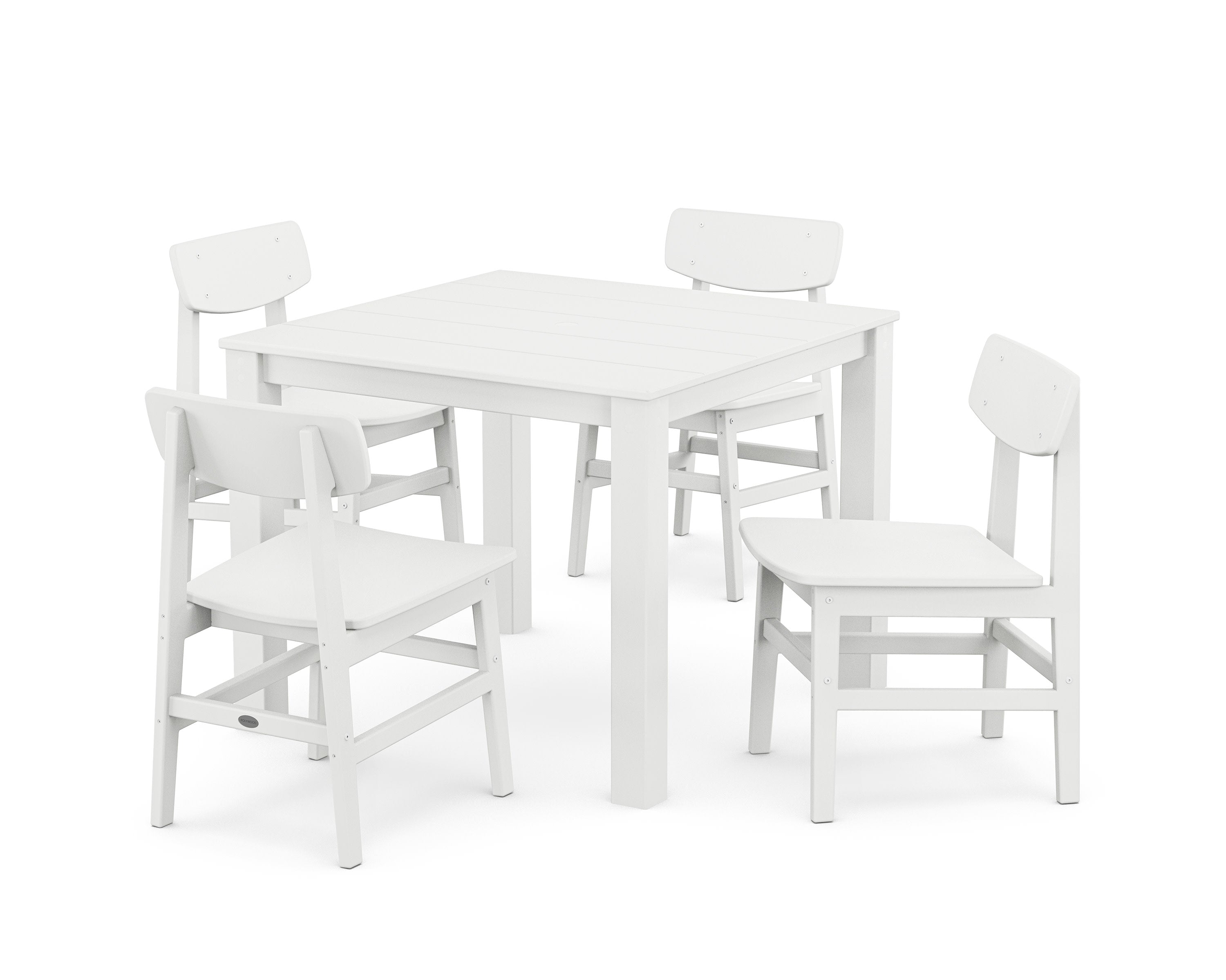 Modern Studio Urban Chair 5-Piece Parsons Dining Set in White