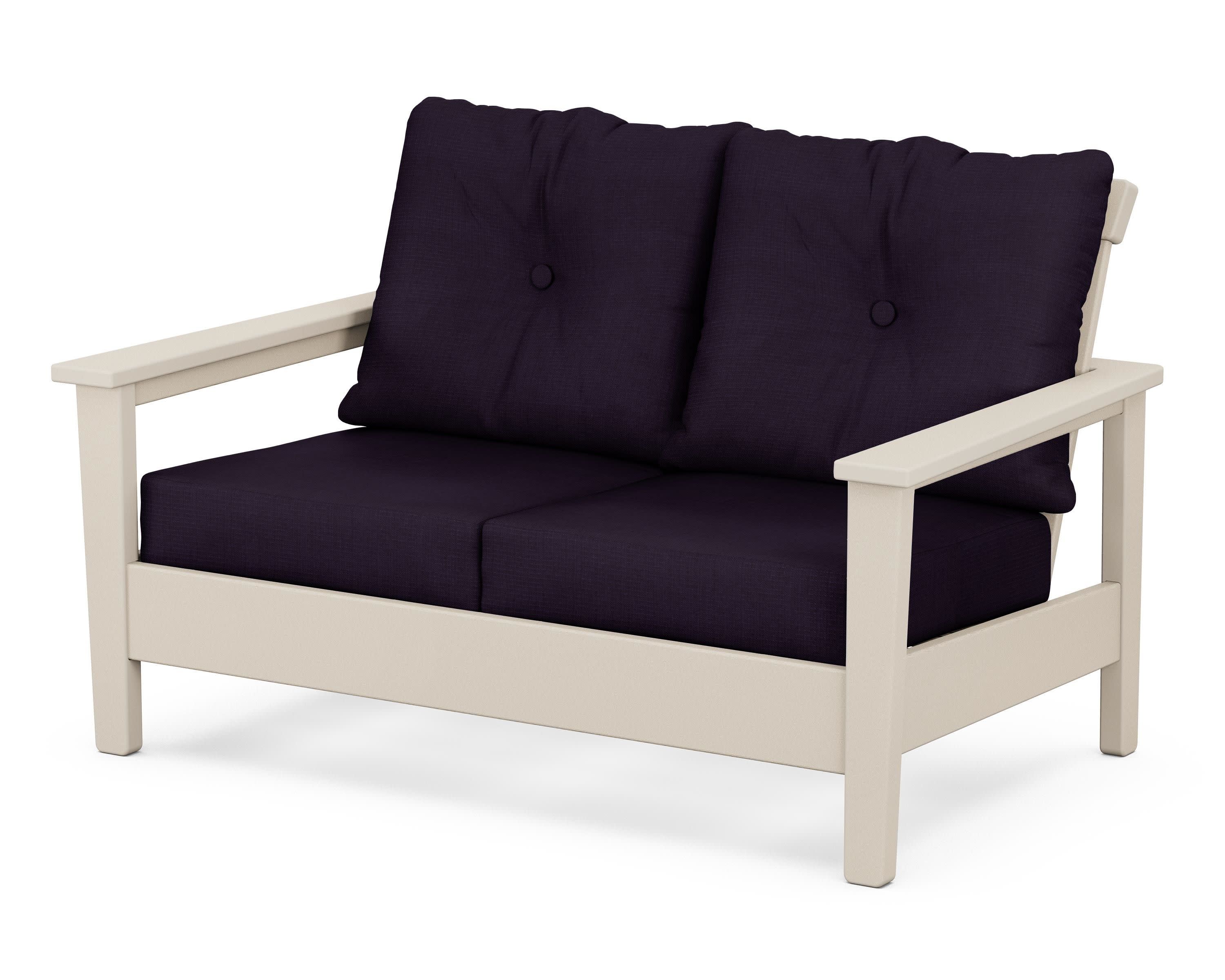 Prescott Deep Seating Loveseat in Sand / Navy Linen