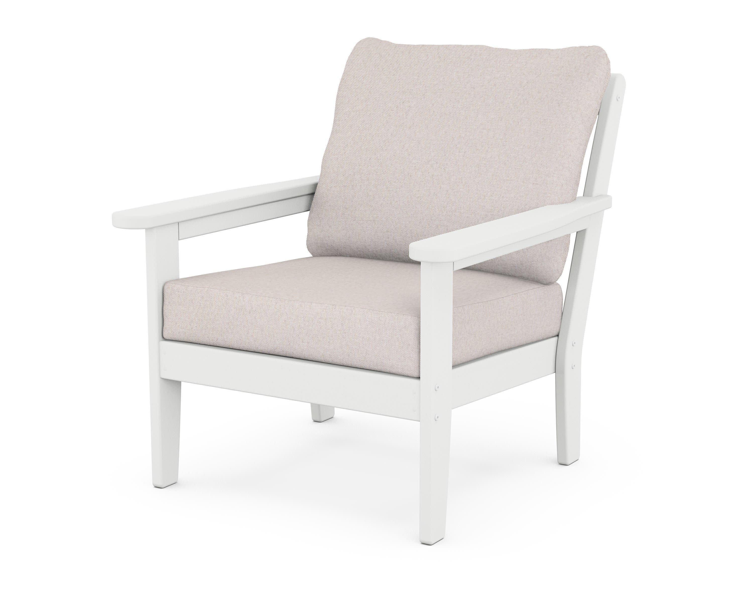 Cottage Deep Seating Chair in White / Dune Burlap