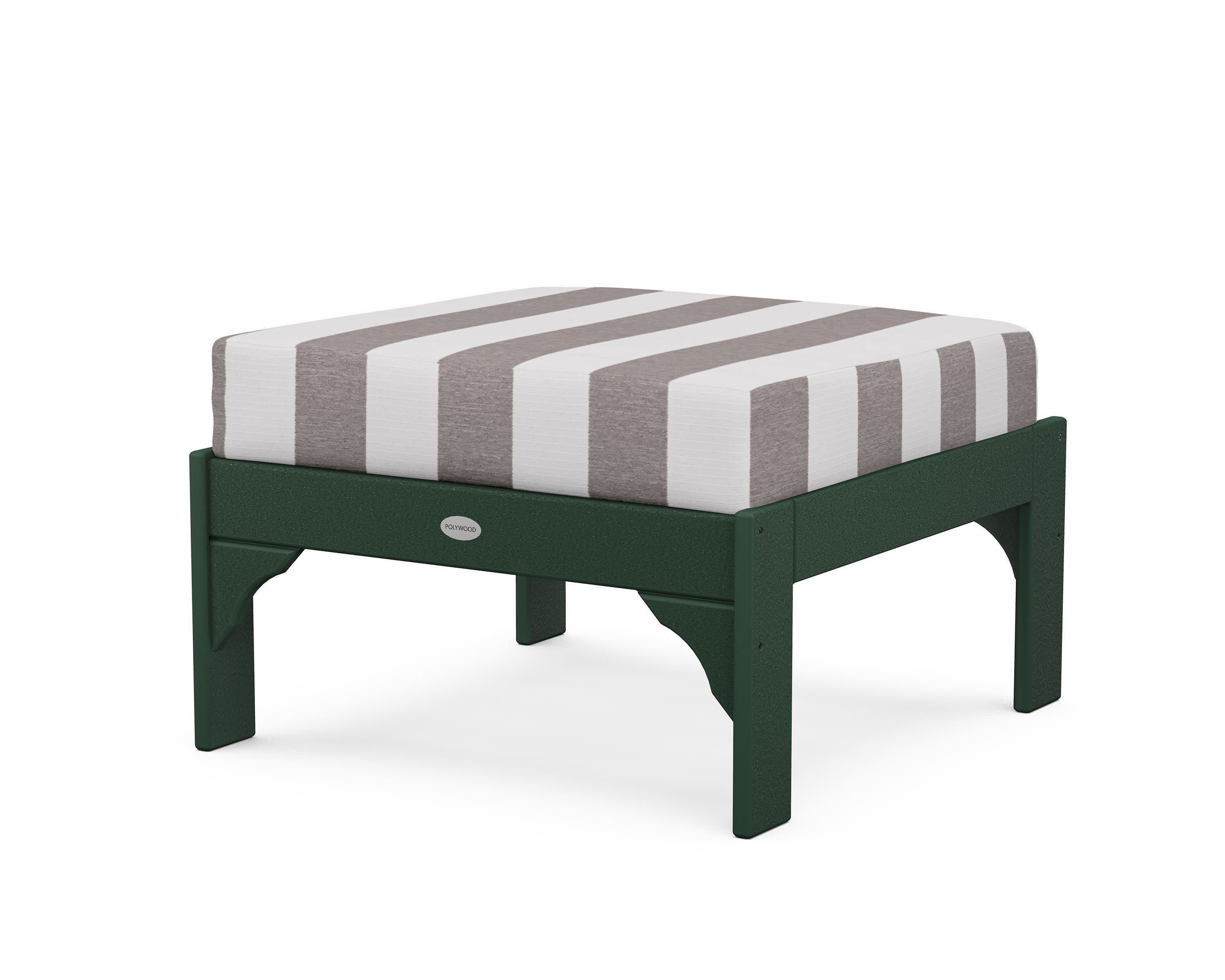 Vineyard Deep Seating Ottoman in Green / Cabana Stripe Grey Mist