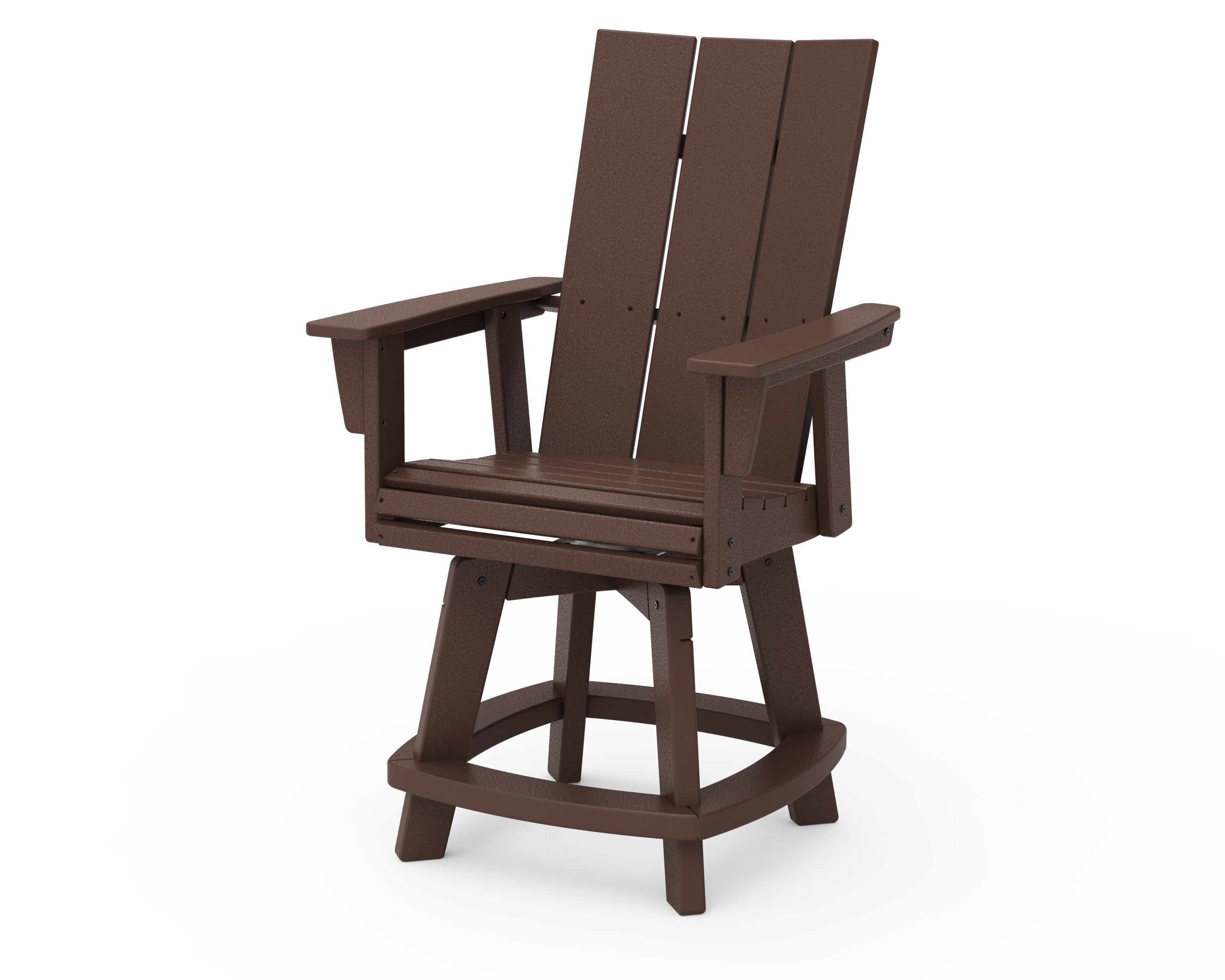 Modern Curveback Adirondack Swivel Counter Chair in Mahogany