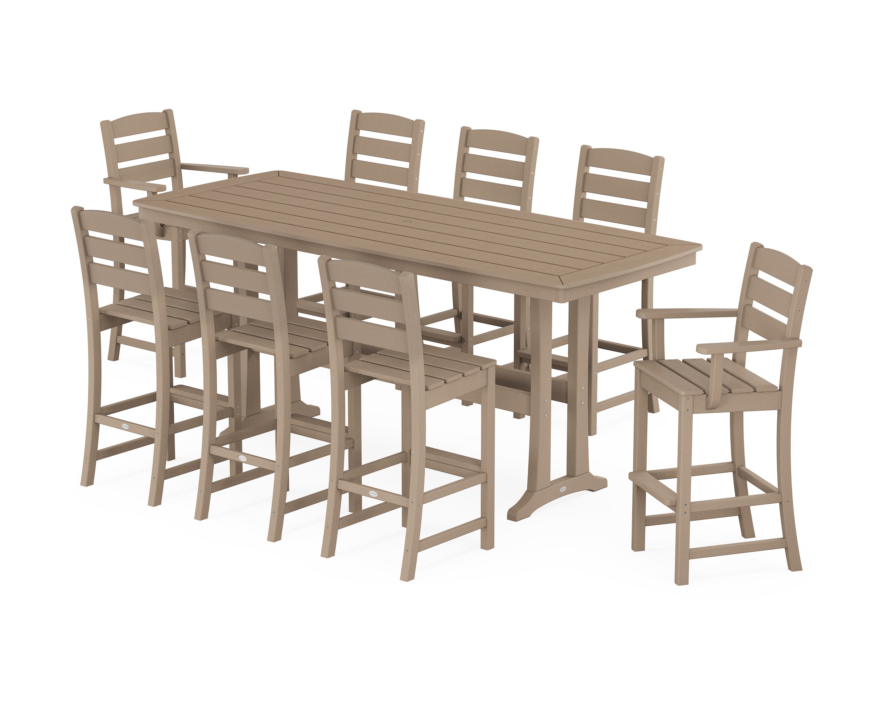 Lakeside 9-Piece Bar Set with Trestle Legs in Vintage Sahara