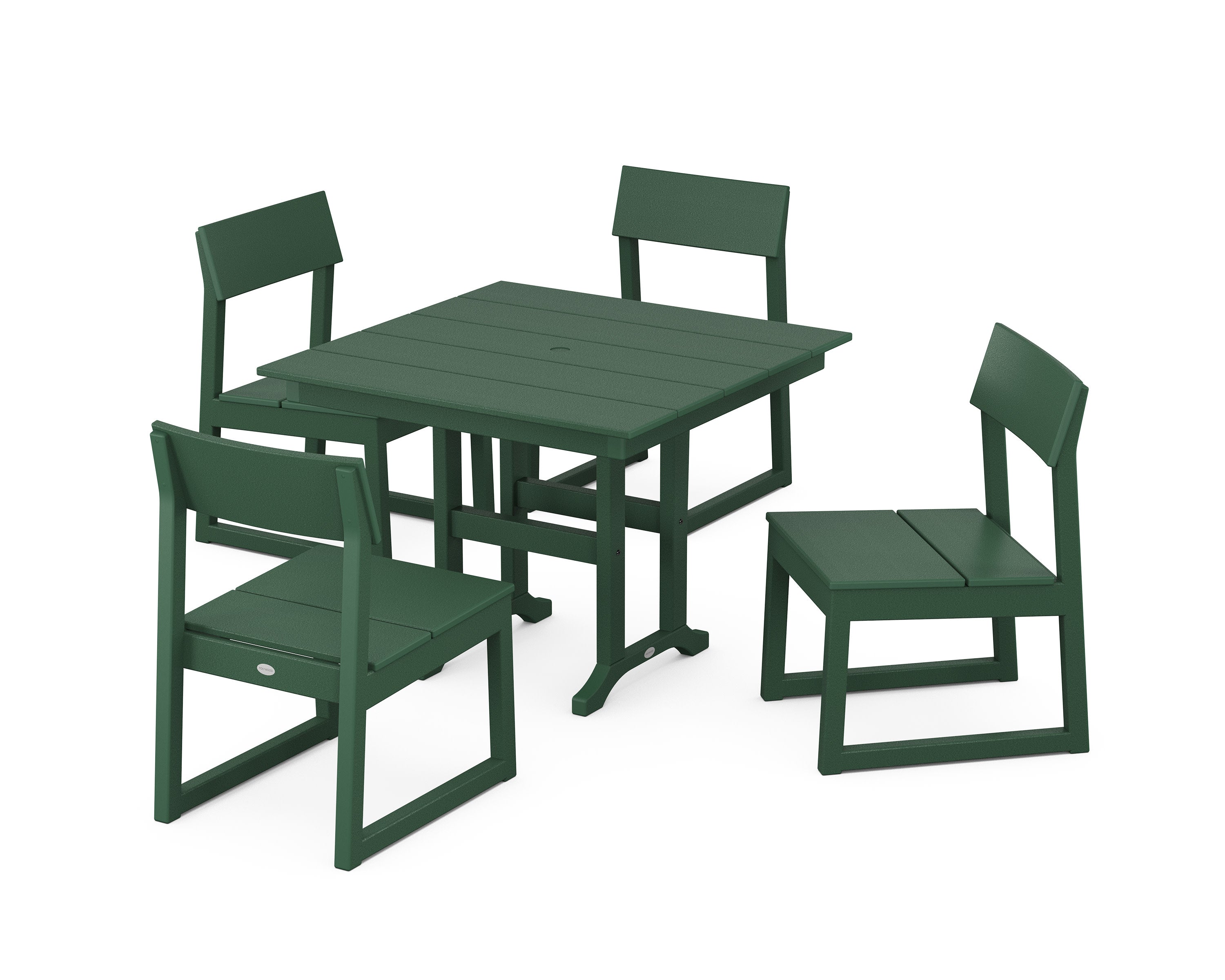 EDGE Side Chair 5-Piece Farmhouse Dining Set in Green