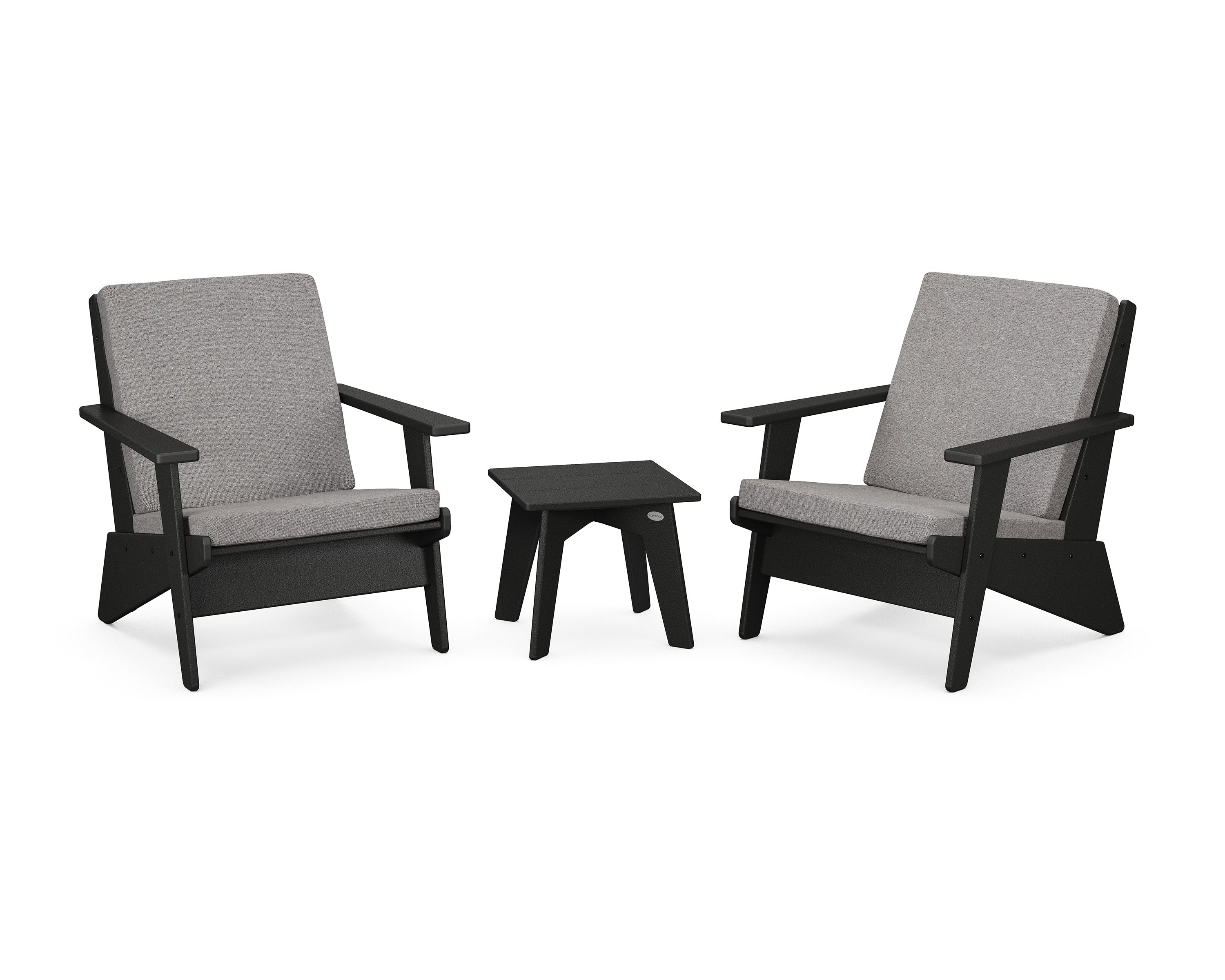 Riviera Modern Lounge 3-Piece Set in Black / Grey Mist