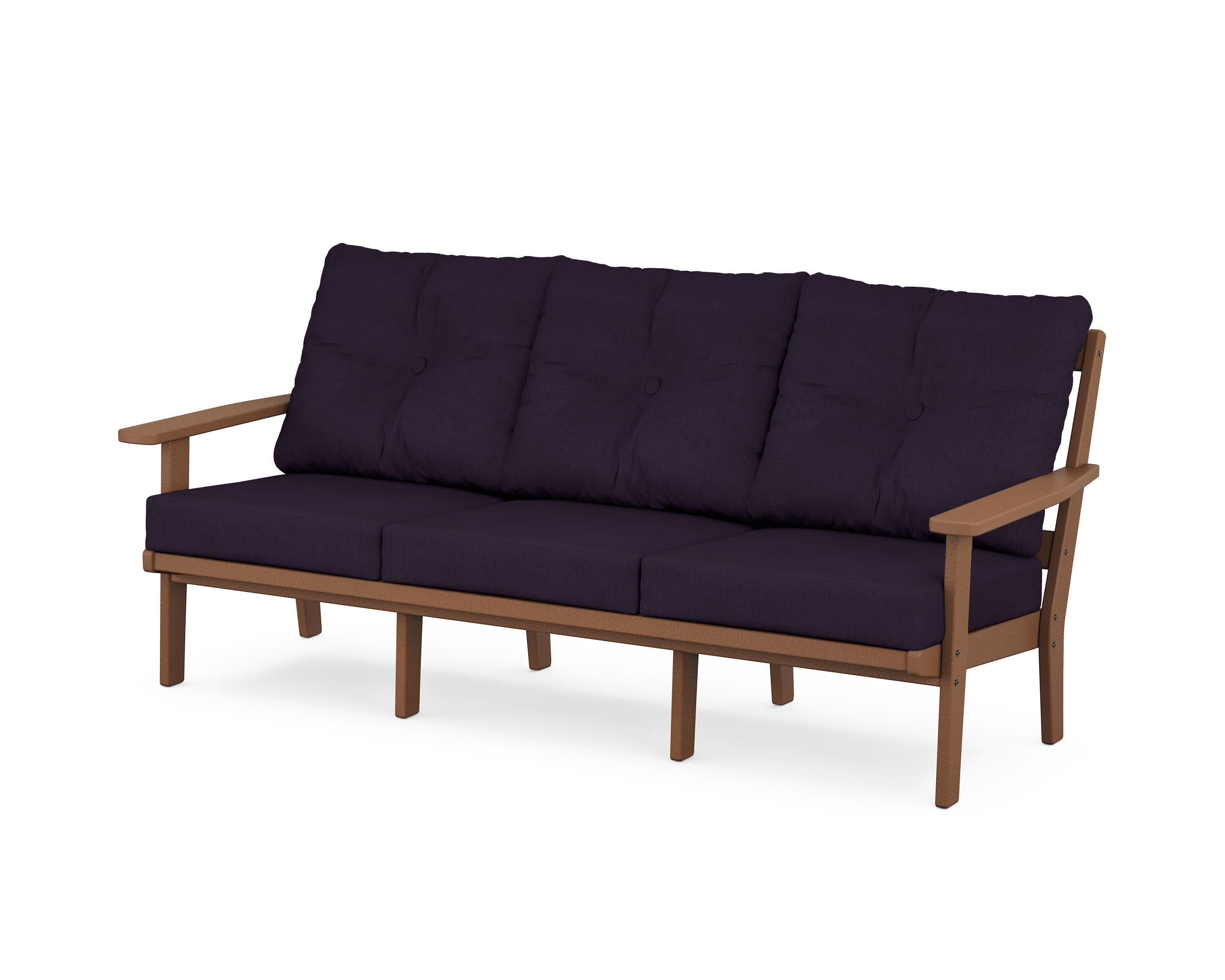 Oxford Deep Seating Sofa in Teak / Navy Linen