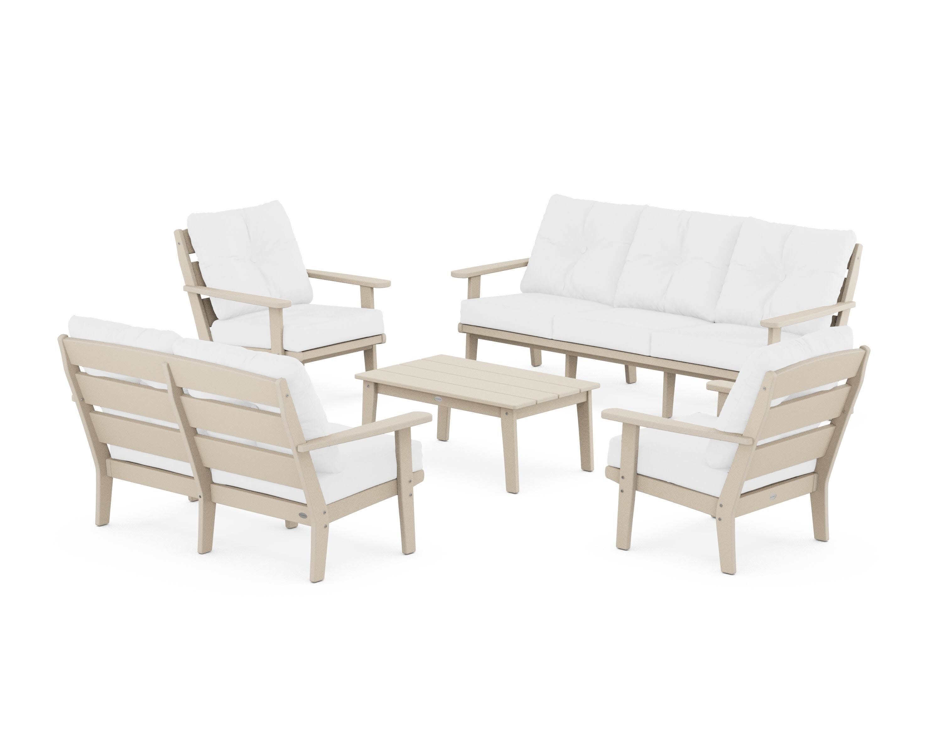 Lakeside 5-Piece Lounge Sofa Set in Sand / Natural
