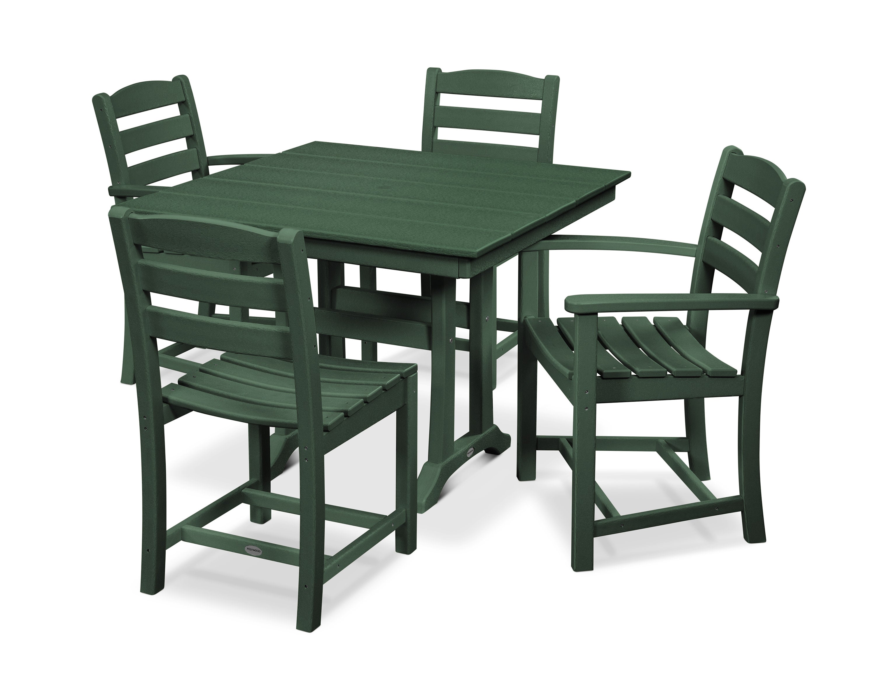 La Casa Caf 5-Piece Farmhouse Dining Set with Trestle Legs in Green