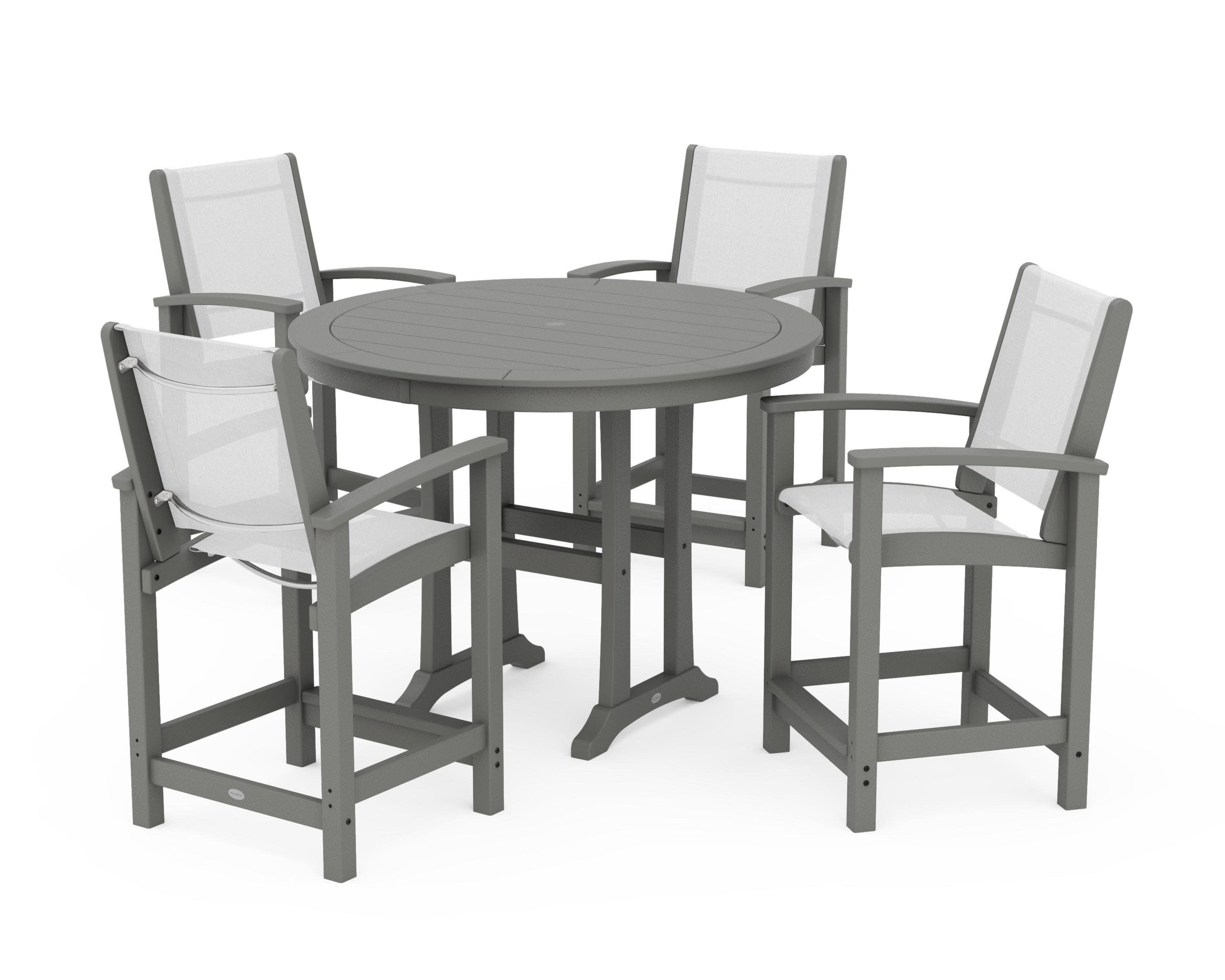 Coastal 5-Piece Counter Set in Slate Grey / White Sling