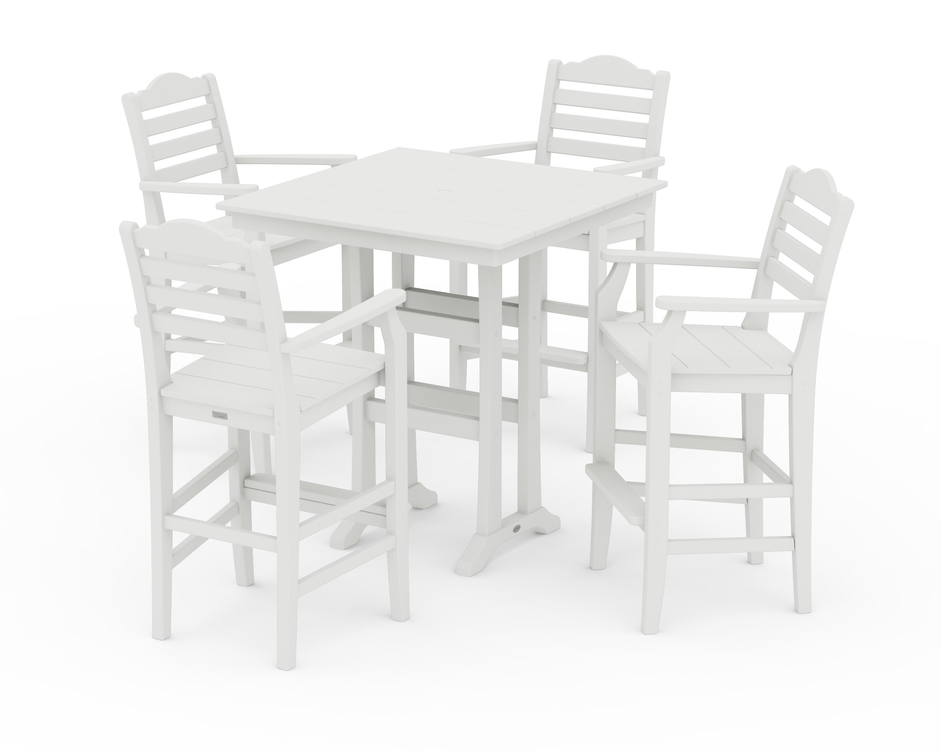 Savannah 5-Piece Farmhouse Bar Set with Trestle Legs in Vintage White