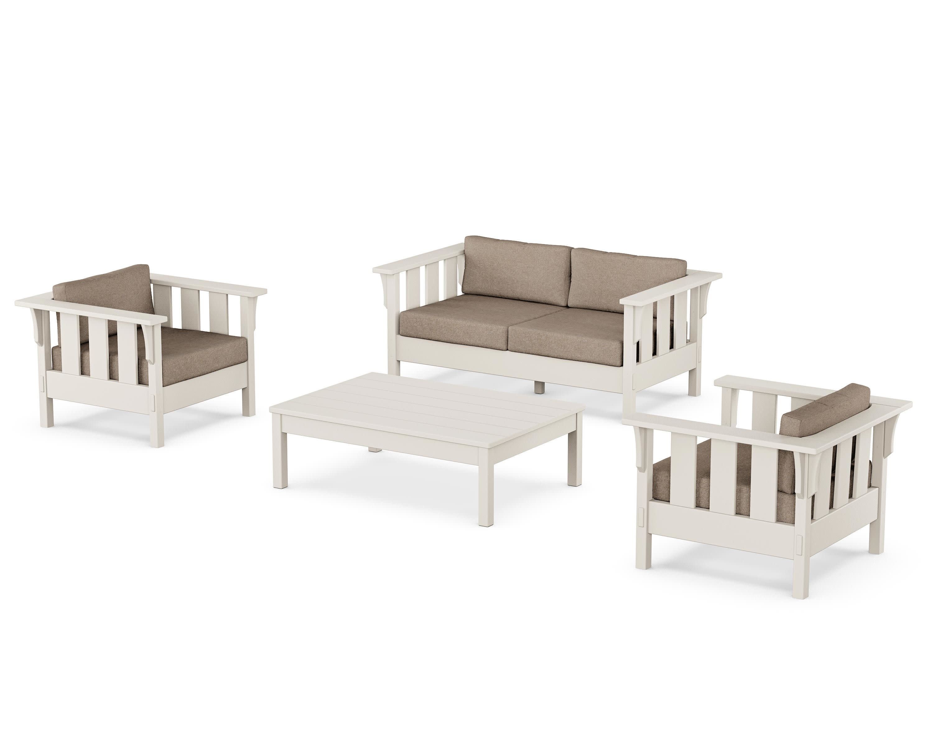 Acadia 4-Piece Deep Seating Set with Loveseat in Sand / Spiced Burlap