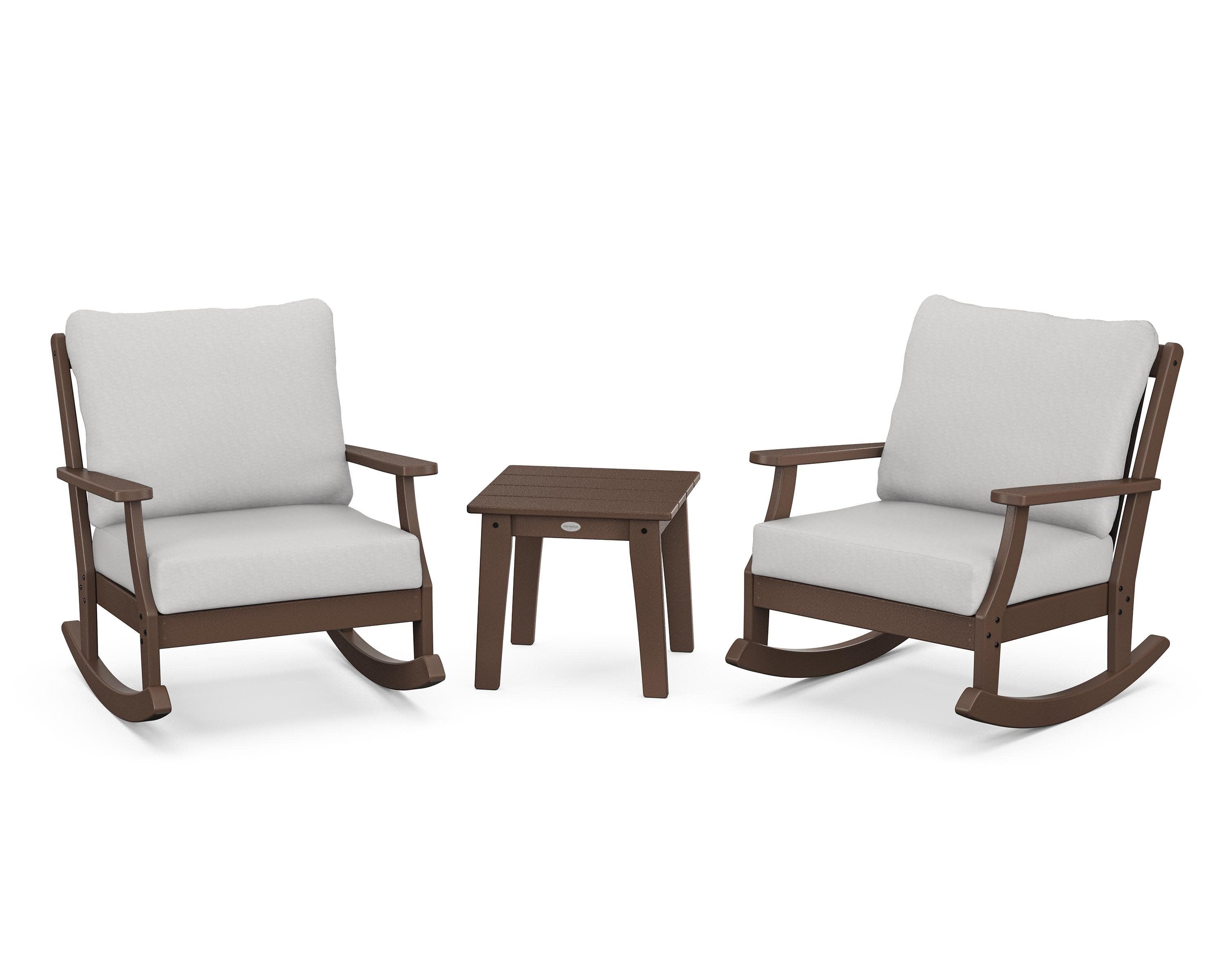 Braxton 3-Piece Deep Seating Rocker Set in Mahogany / Diamond in the Rough
