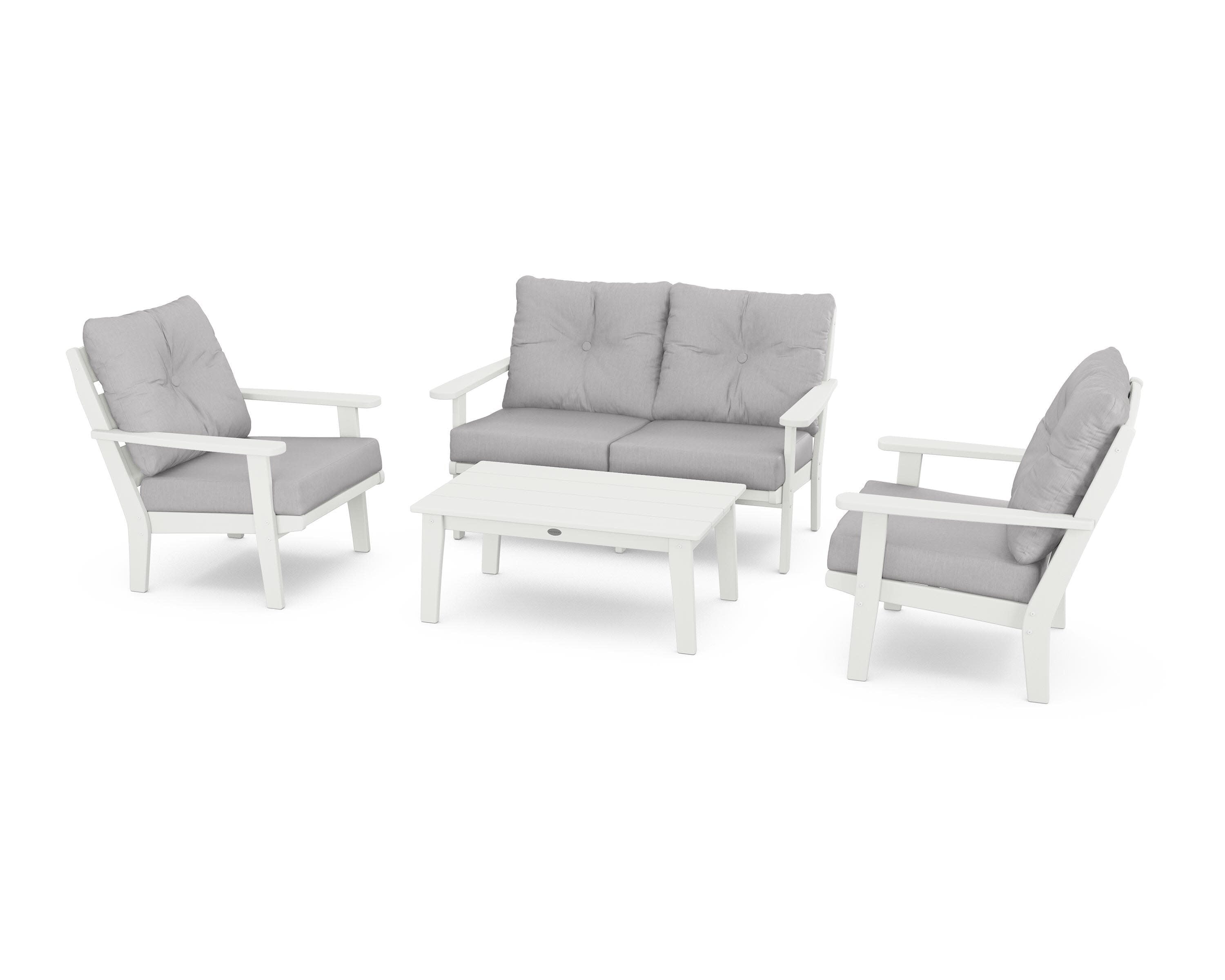 Lakeside 4-Piece Deep Seating Set in Vintage White / Granite