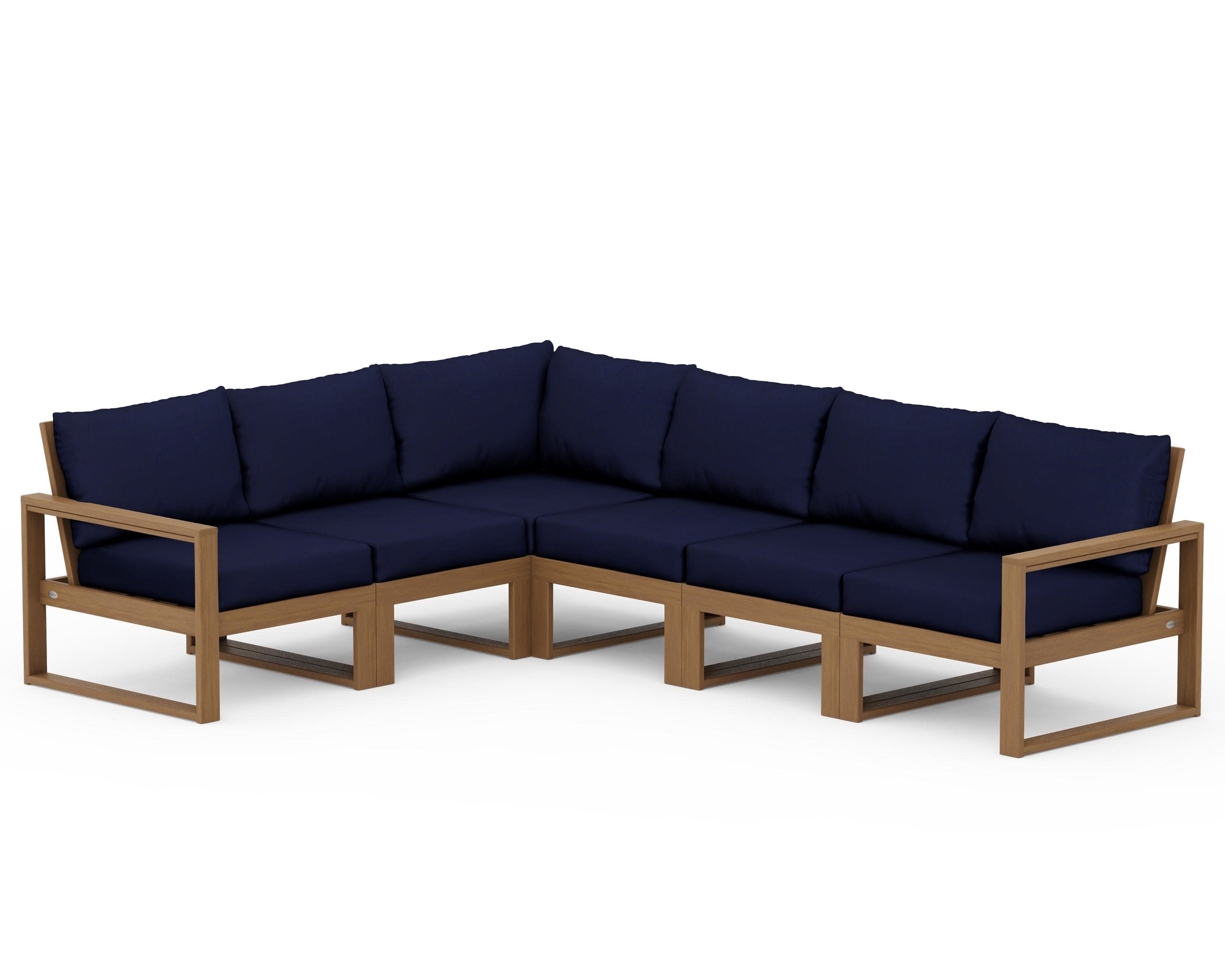 EDGE 6-Piece Modular Deep Seating Set in Natural / Navy