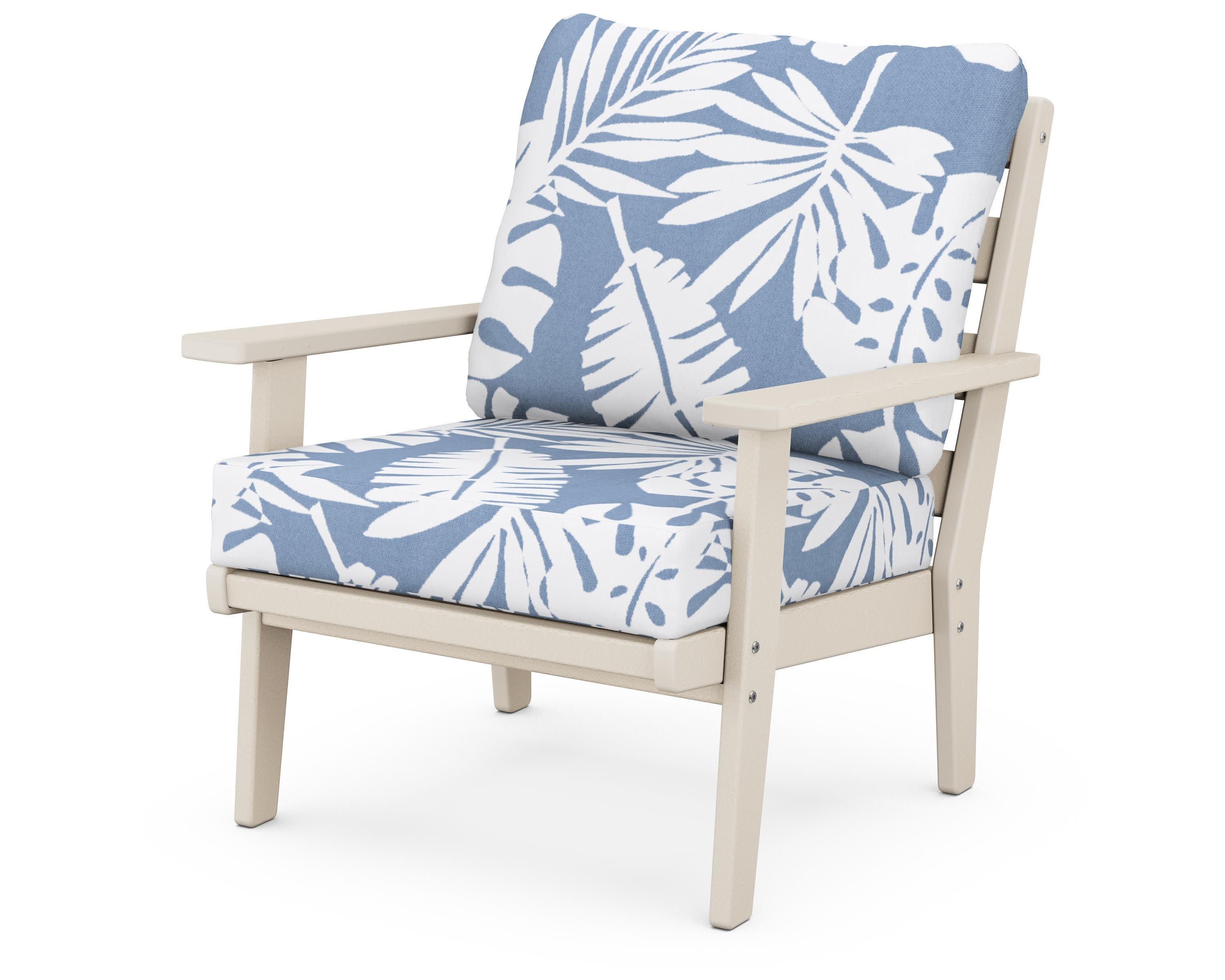 Grant Park Deep Seating Chair in Sand / Leaf Sky Blue