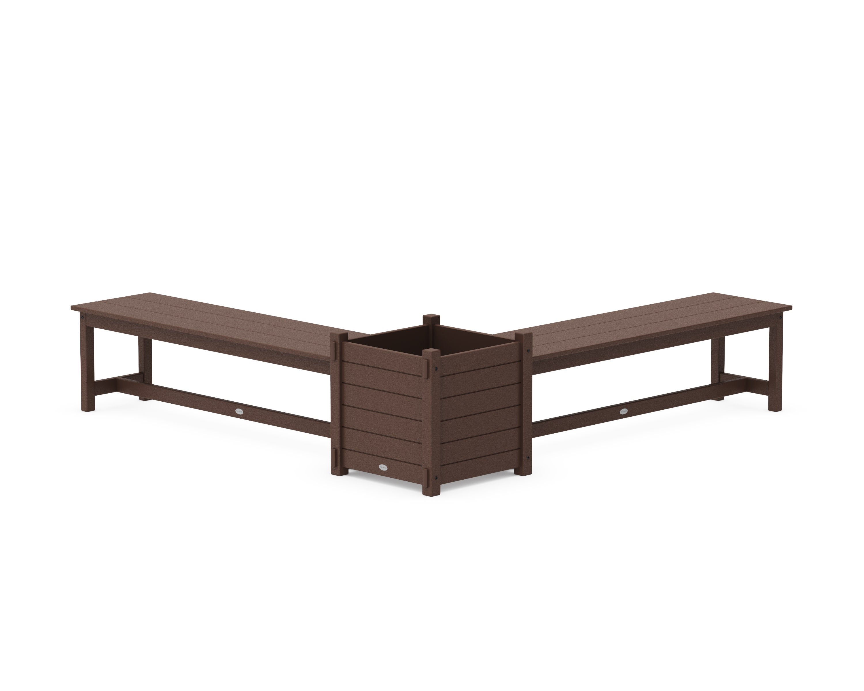 60" Nautical L- Shaped Planter Bench Set- Large in Mahogany