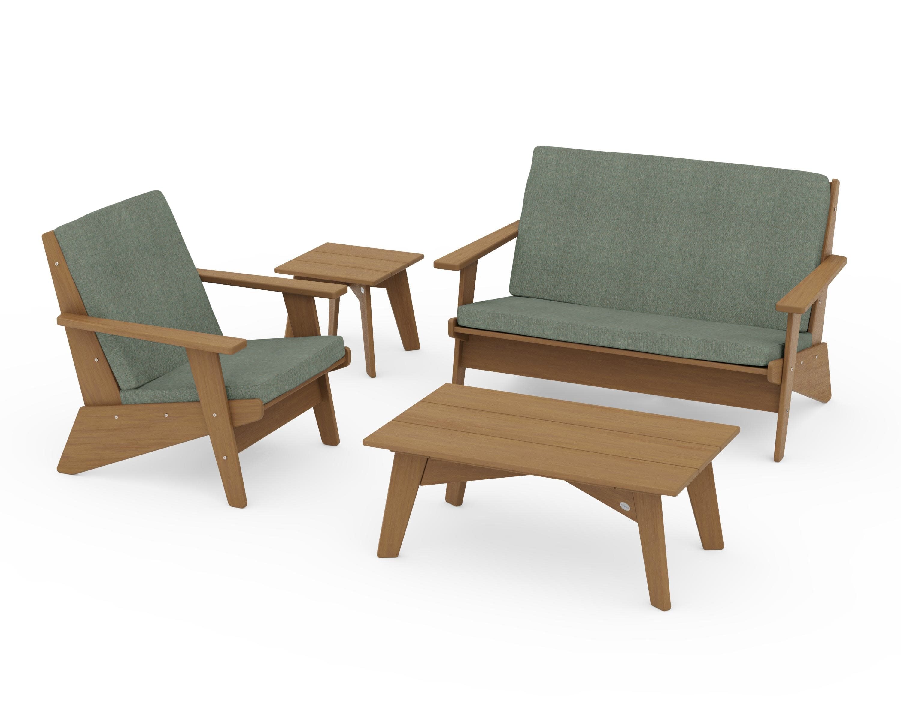 Riviera Modern Lounge 4-Piece Set in Natural / Cast Sage