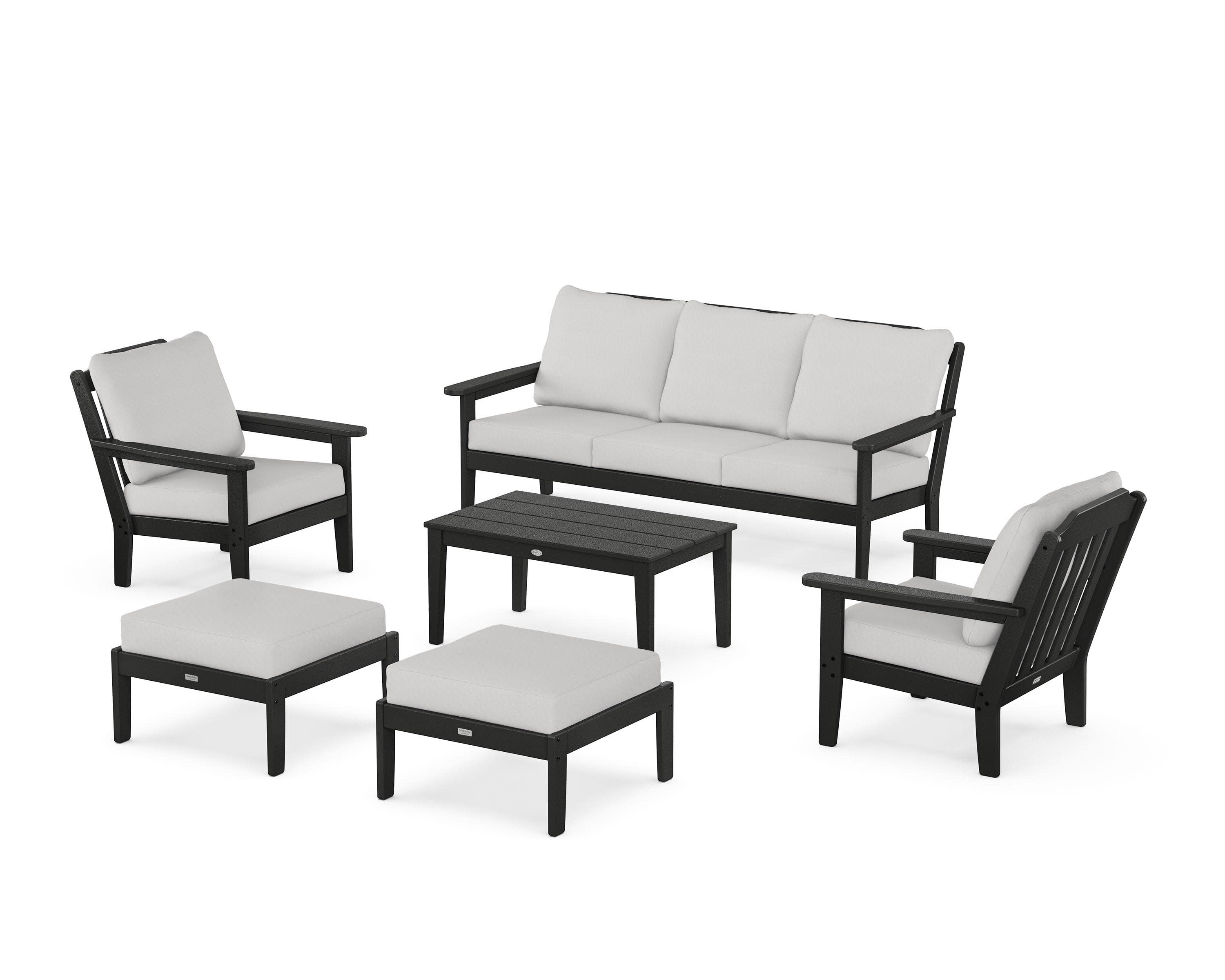 Cottage 6-Piece Lounge Sofa Set in Black / Diamond in the Rough