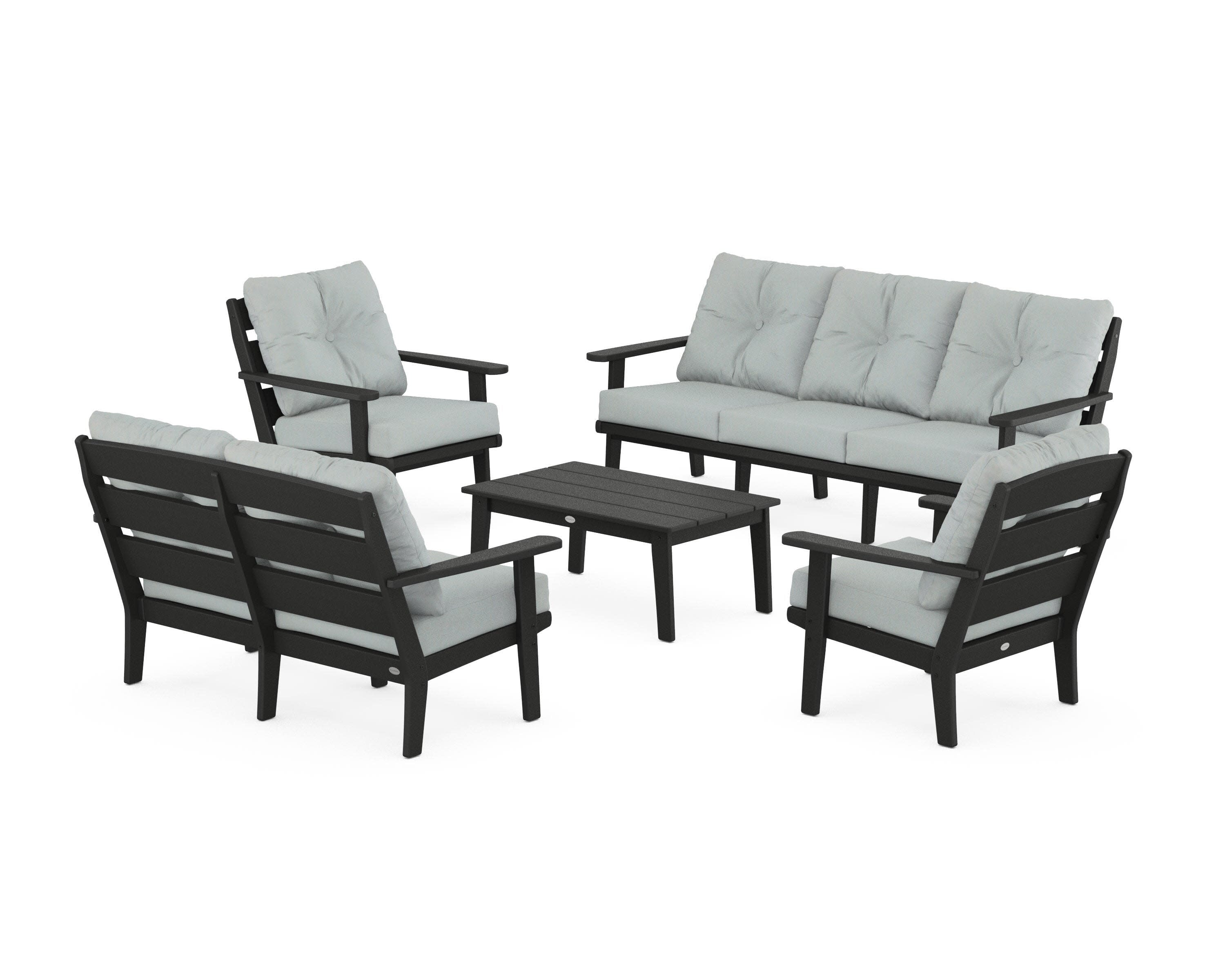 Lakeside 5-Piece Lounge Sofa Set in Black / Spa