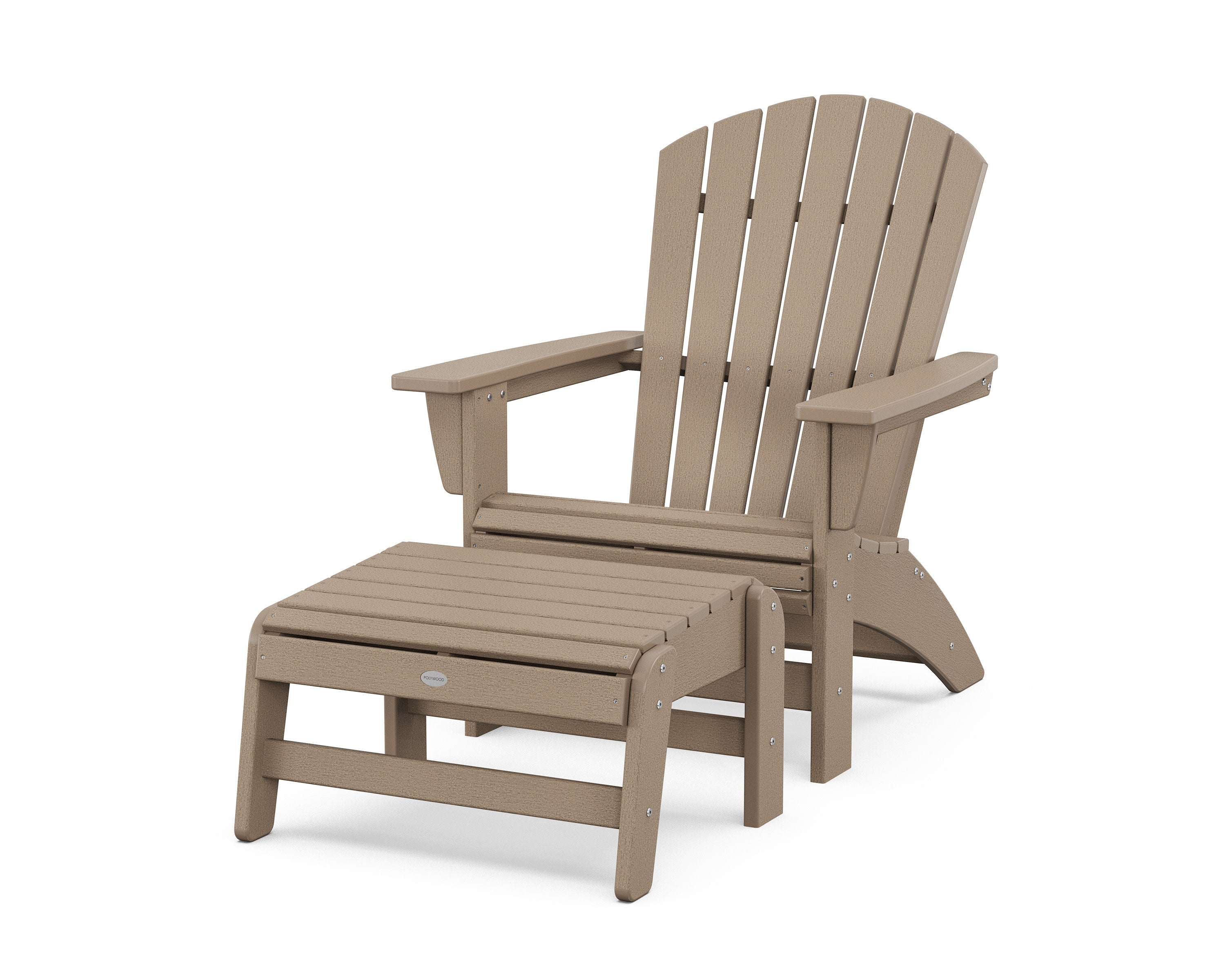 Nautical Grand Adirondack Chair with Ottoman in Vintage Sahara
