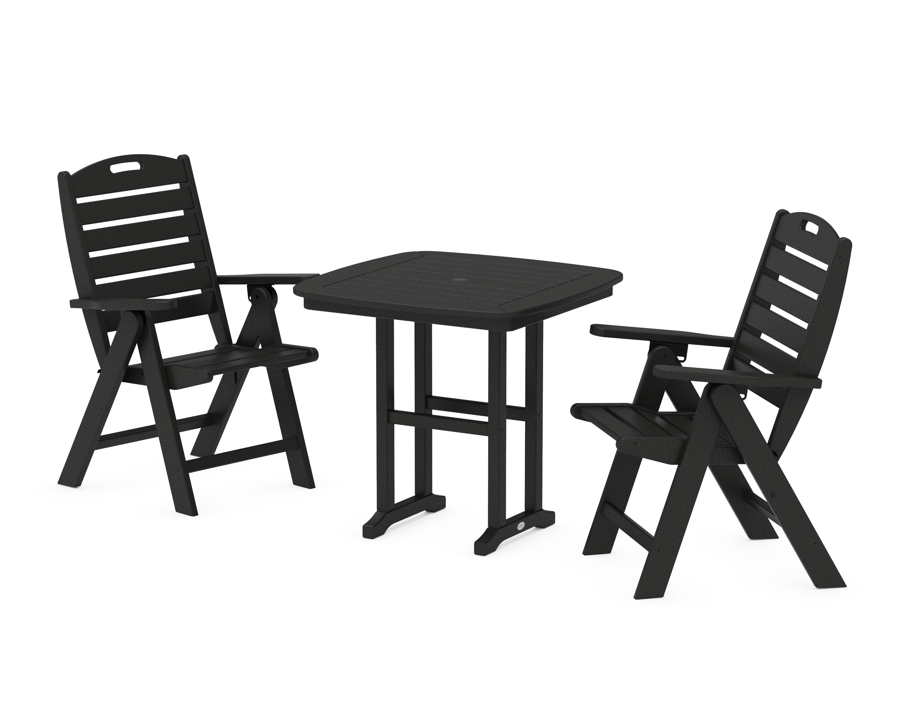 Nautical Folding Highback Chair 3-Piece Dining Set in Black