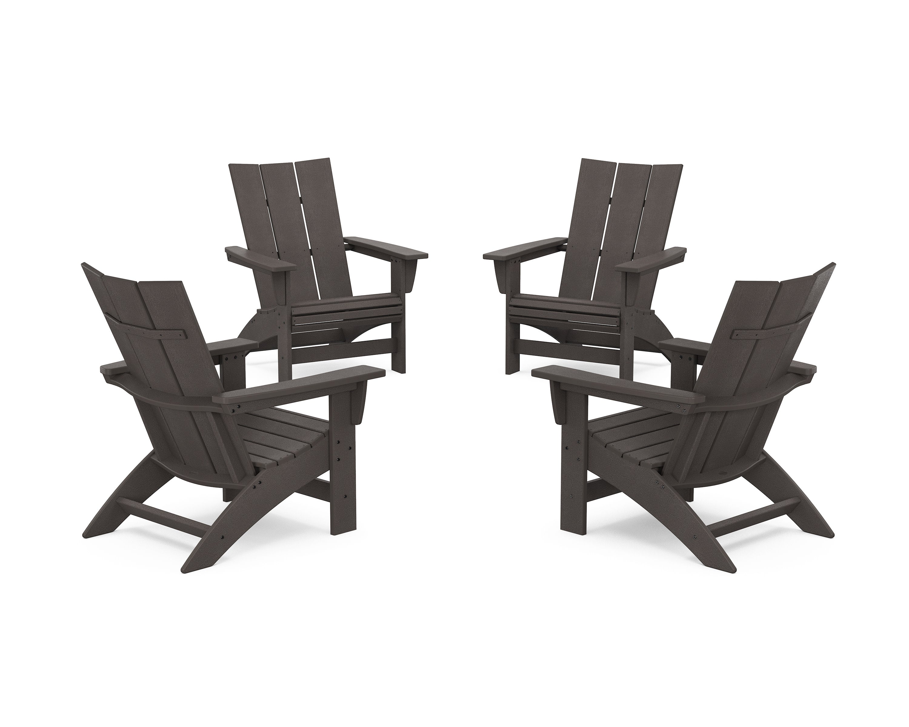 4-Piece Modern Grand Adirondack Chair Conversation Set in Vintage Coffee