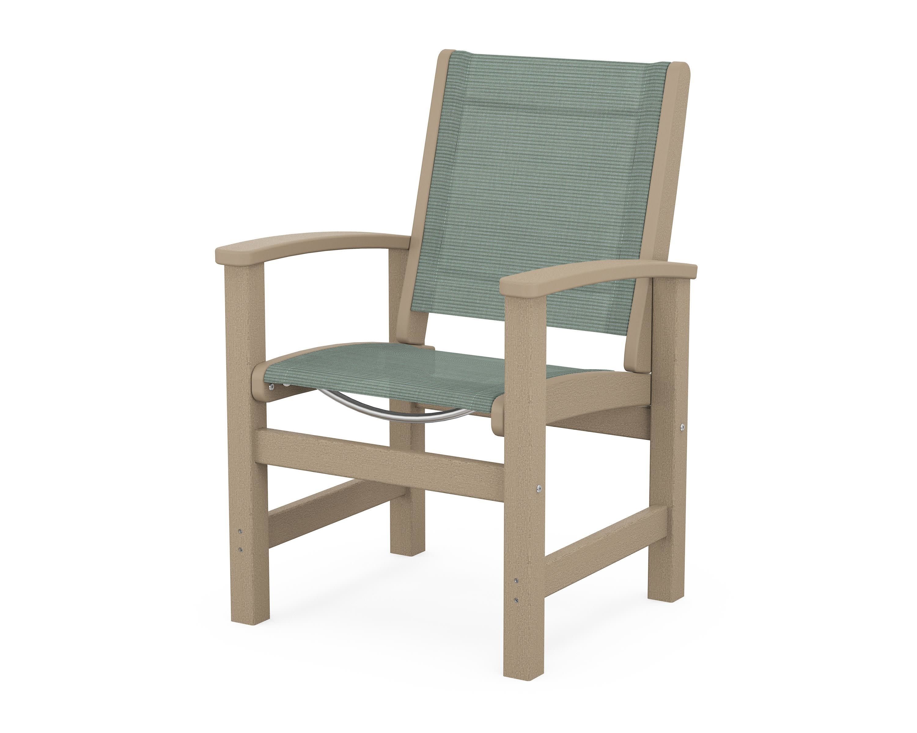 Coastal Dining Chair in Vintage Sahara / Dupioni Sea Mist Sling