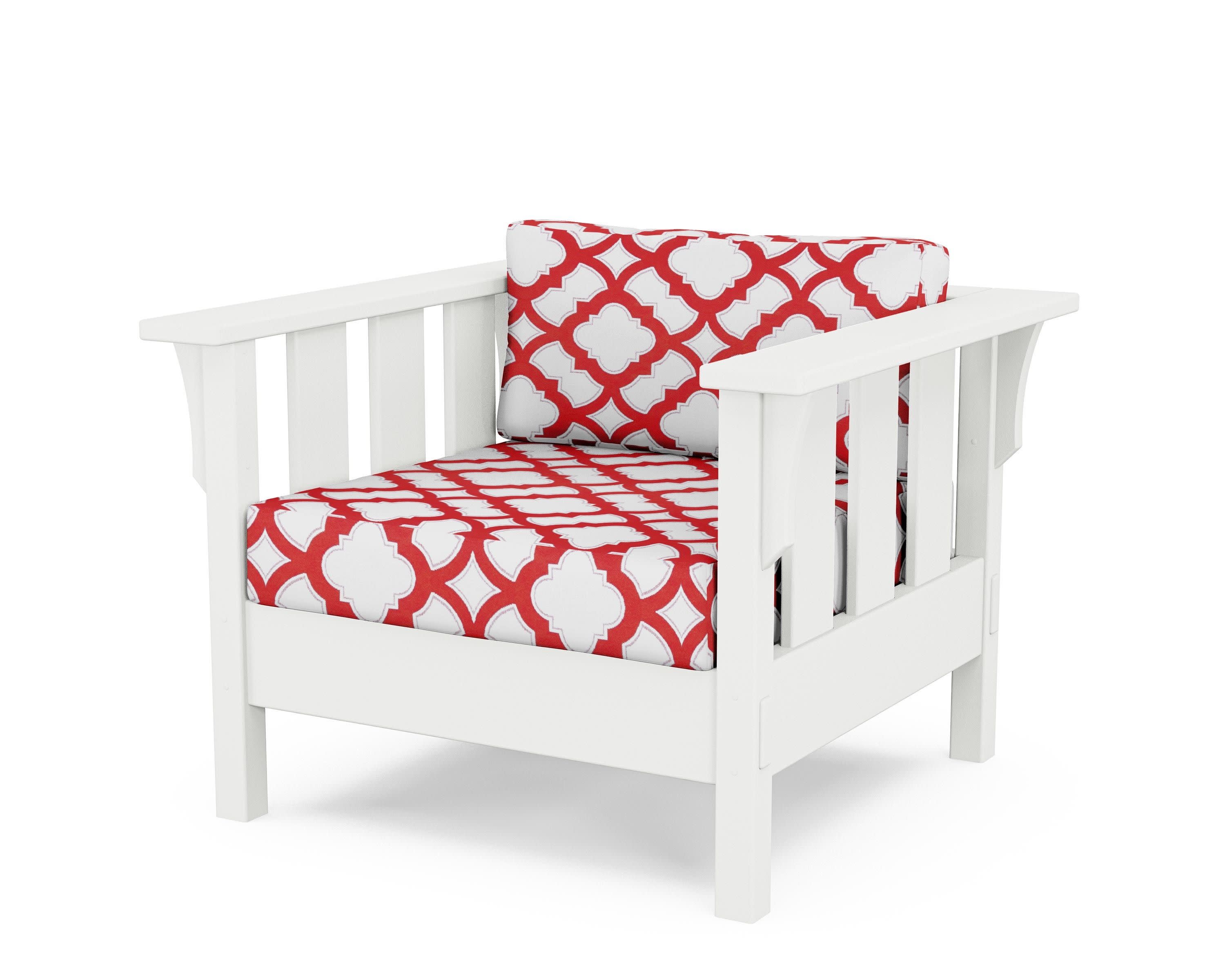 Acadia Deep Seating Chair in White / Trellis Crimson