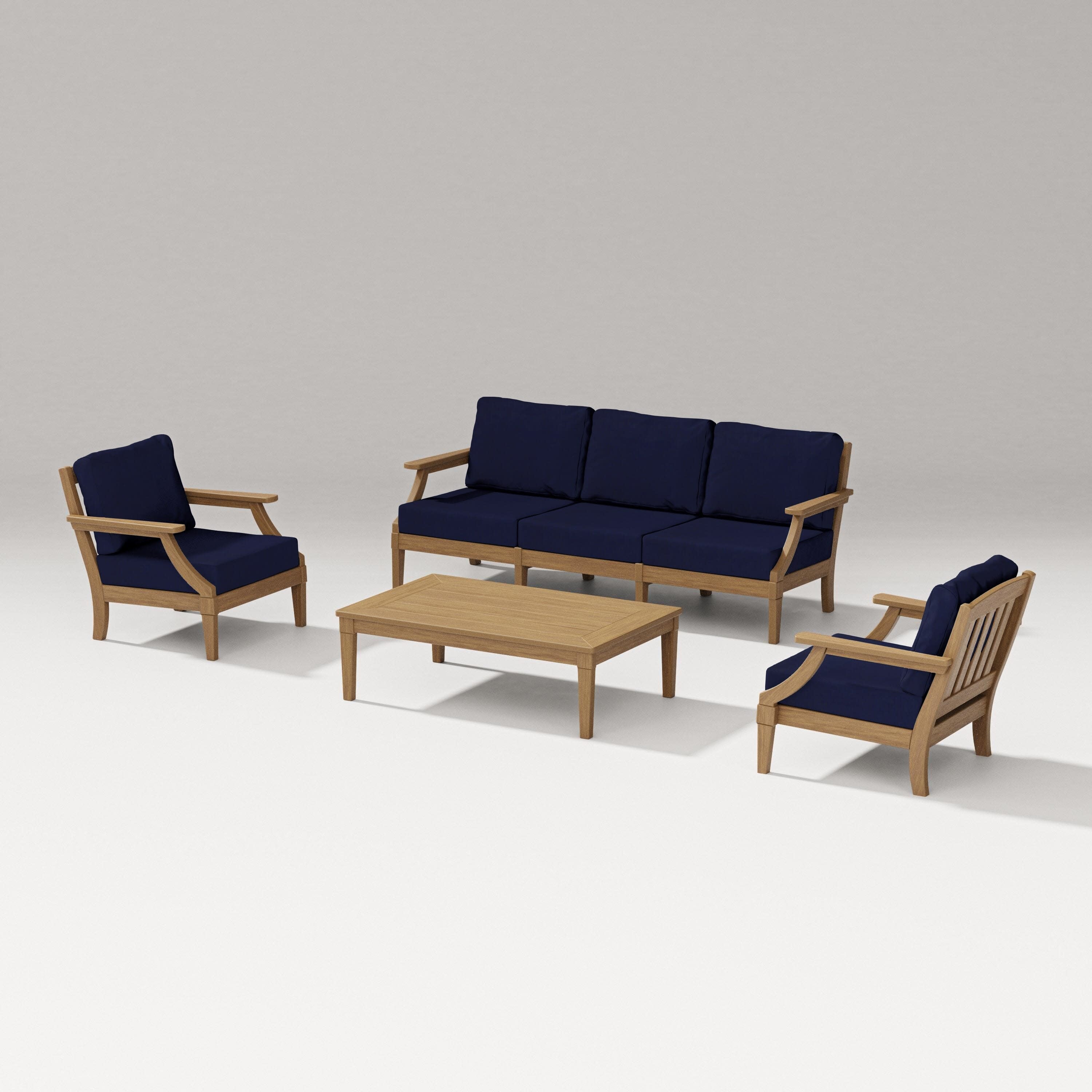 Estate 4-Piece Lounge Sofa Set in Natural / Navy