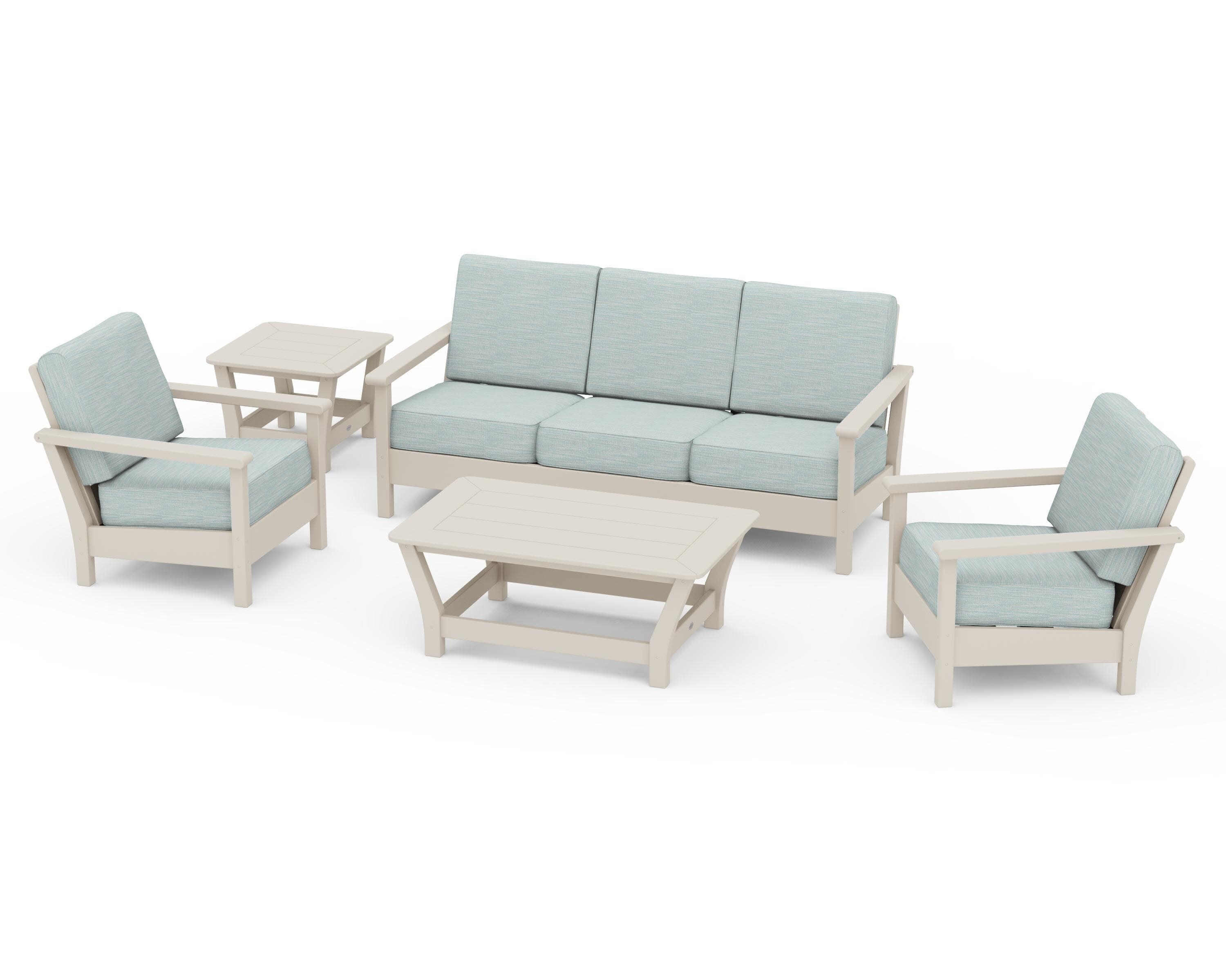 Harbour 5-Piece Deep Seating Set in Sand / Soothe Mist