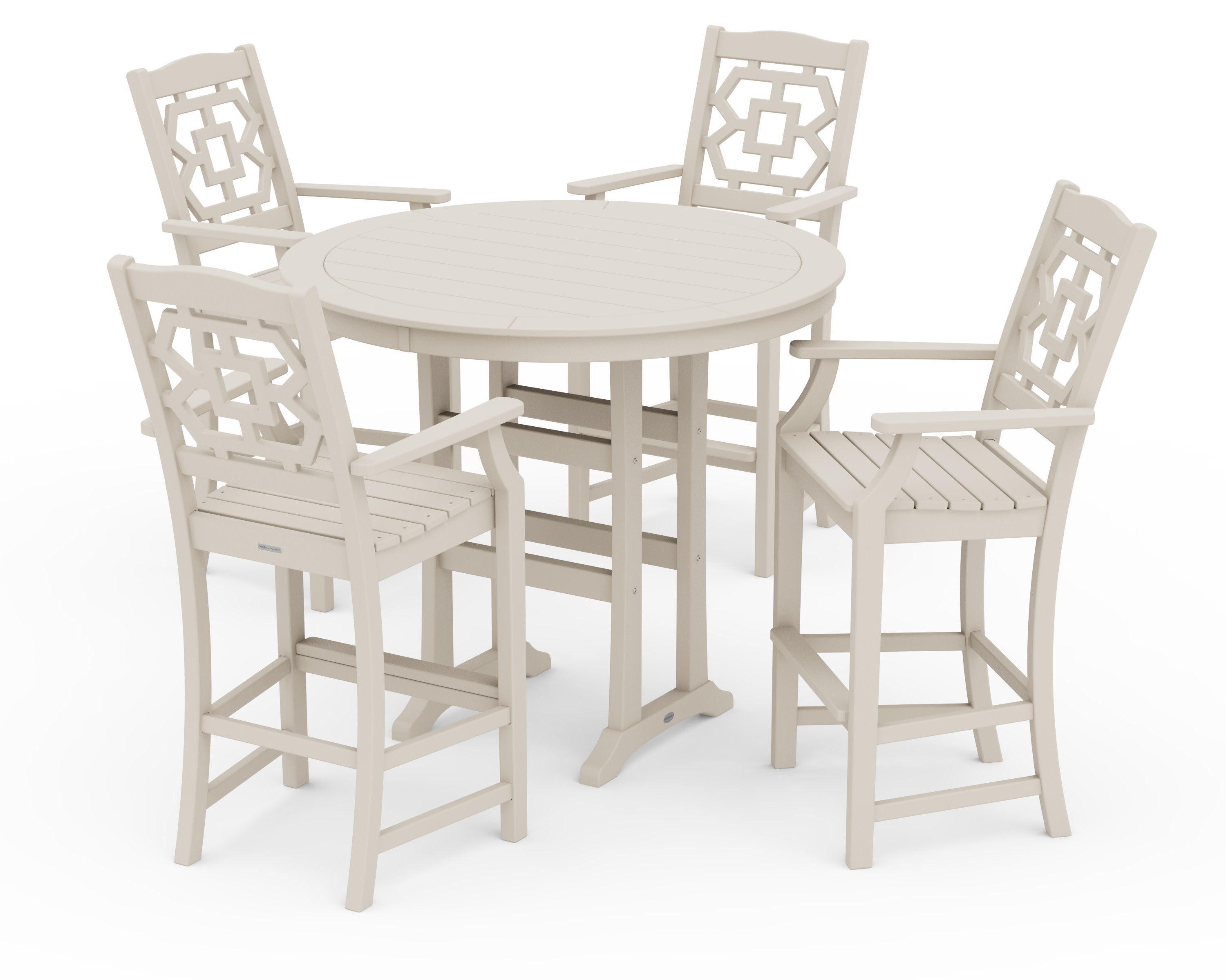 Chinoiserie 5-Piece Round Bar Set in Sand