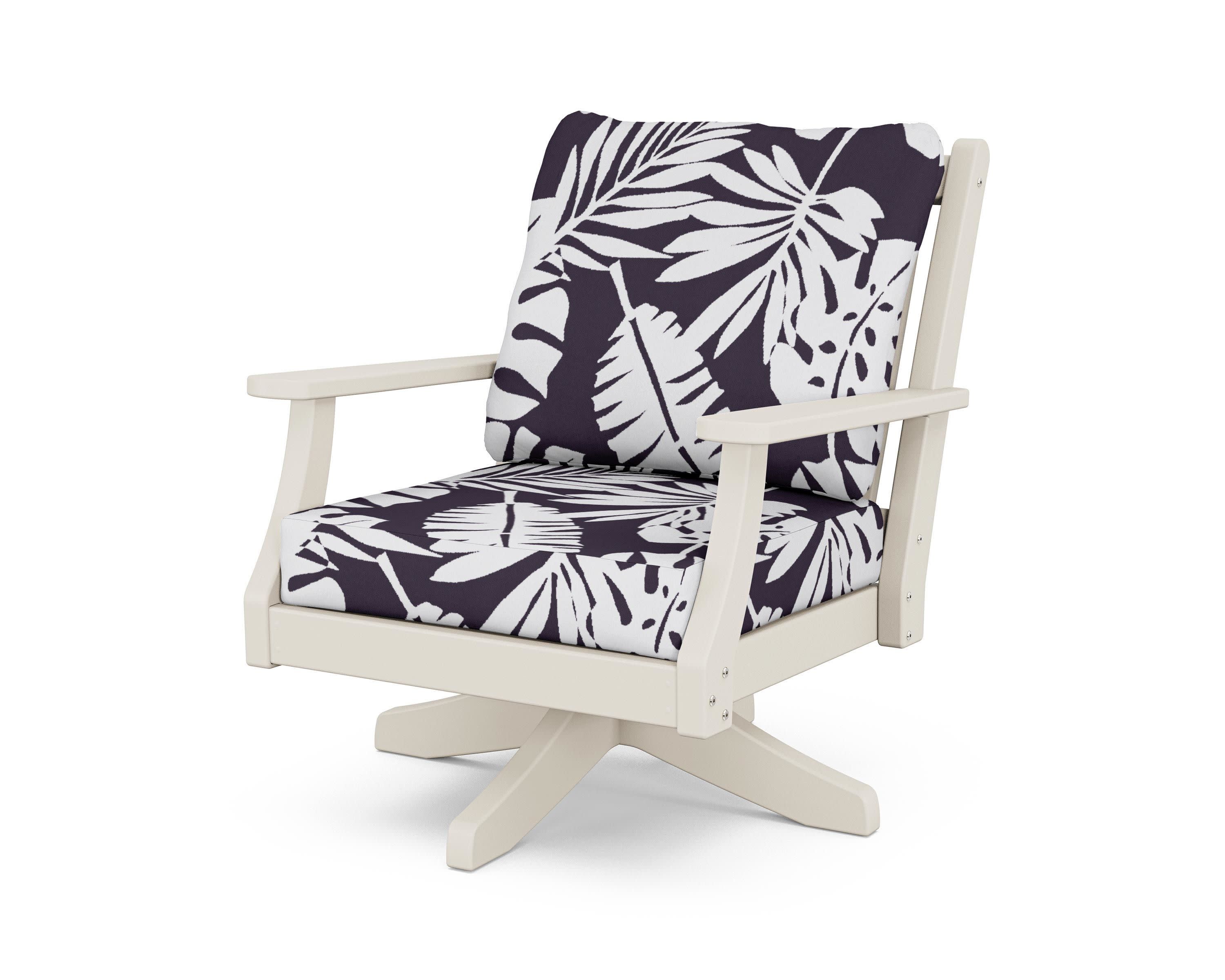 Wovendale Deep Seating Swivel Chair in Sand / Leaf Navy