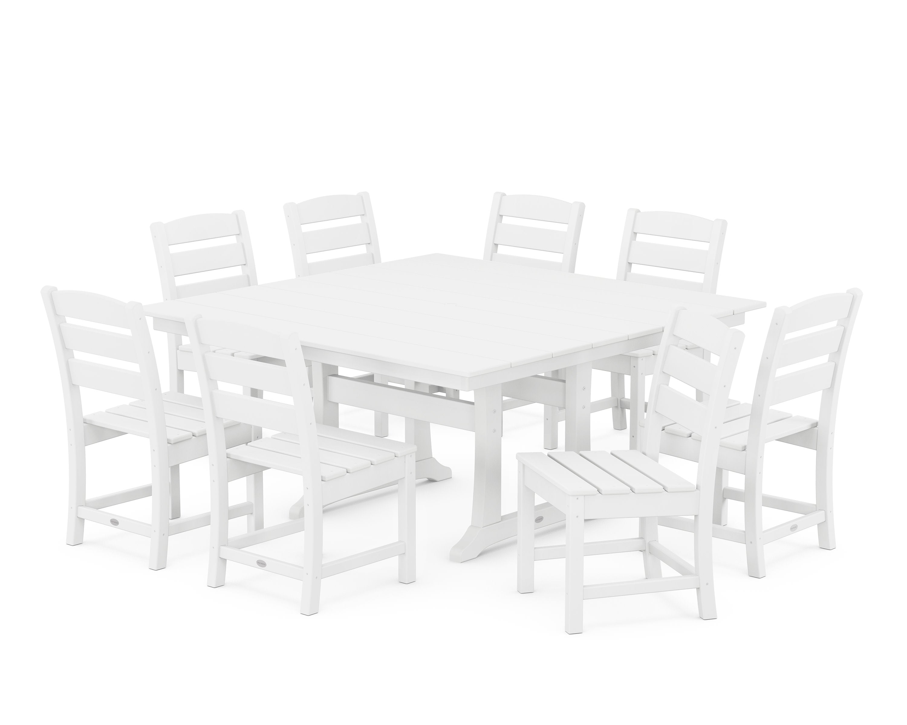 Lakeside 9-Piece Farmhouse Trestle Dining Set in White