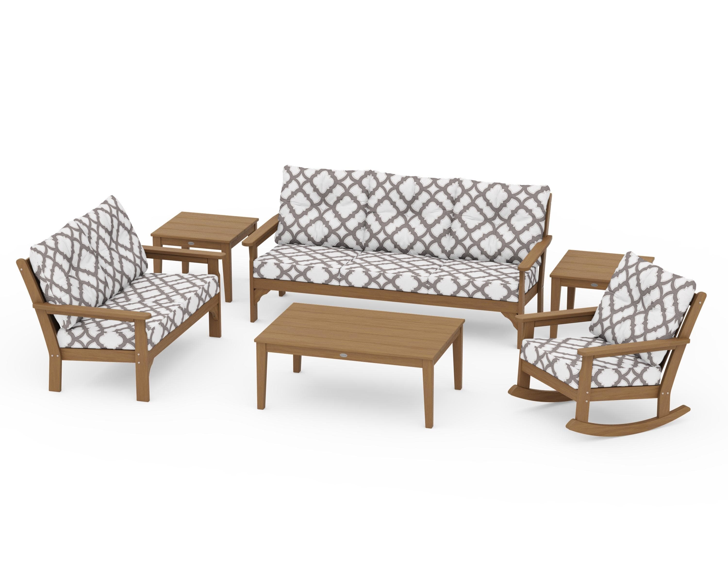 Vineyard 6-Piece Deep Seating Set in Natural / Trellis Grey Mist