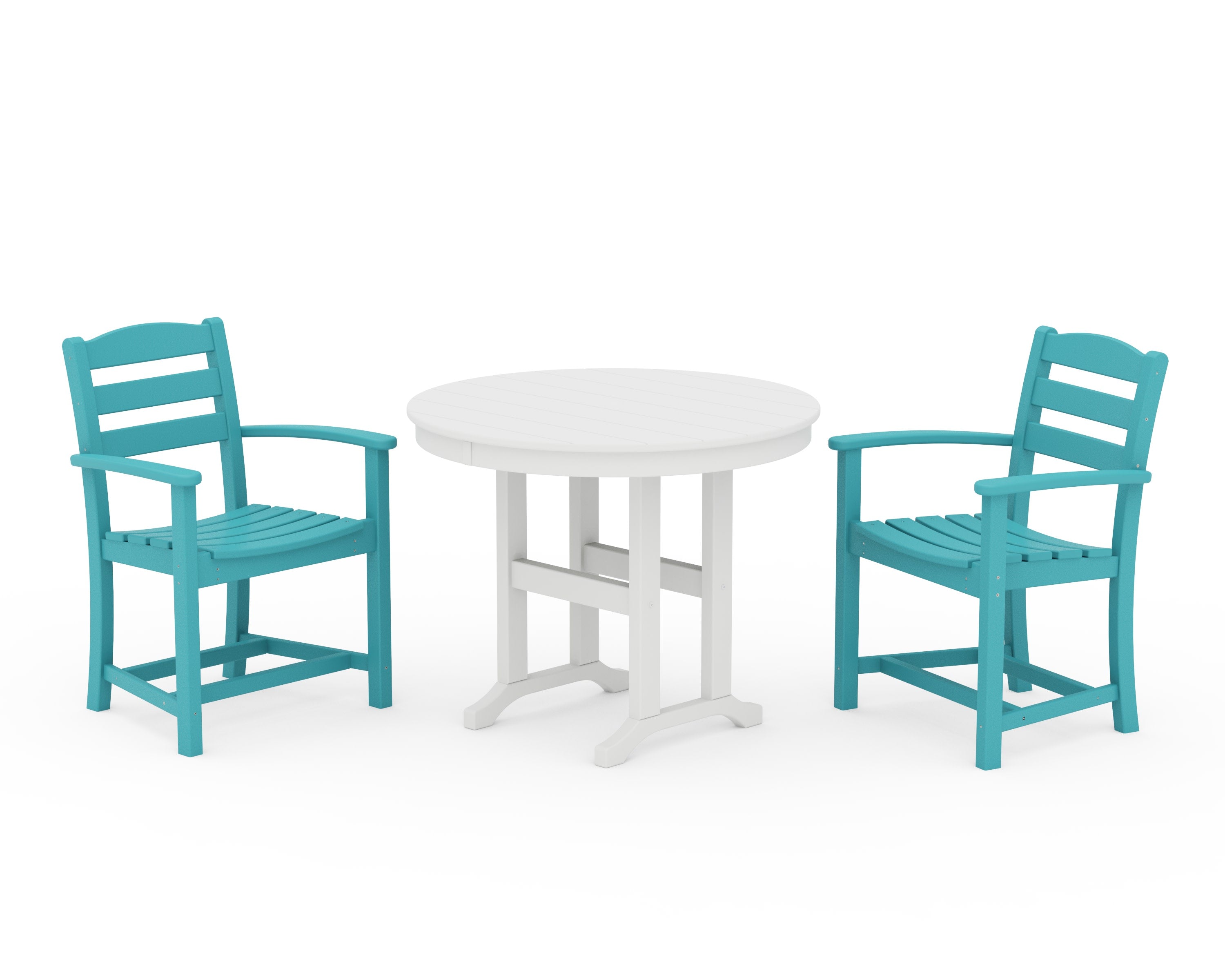 La Casa Caf 3-Piece Round Dining Set in Aruba / White