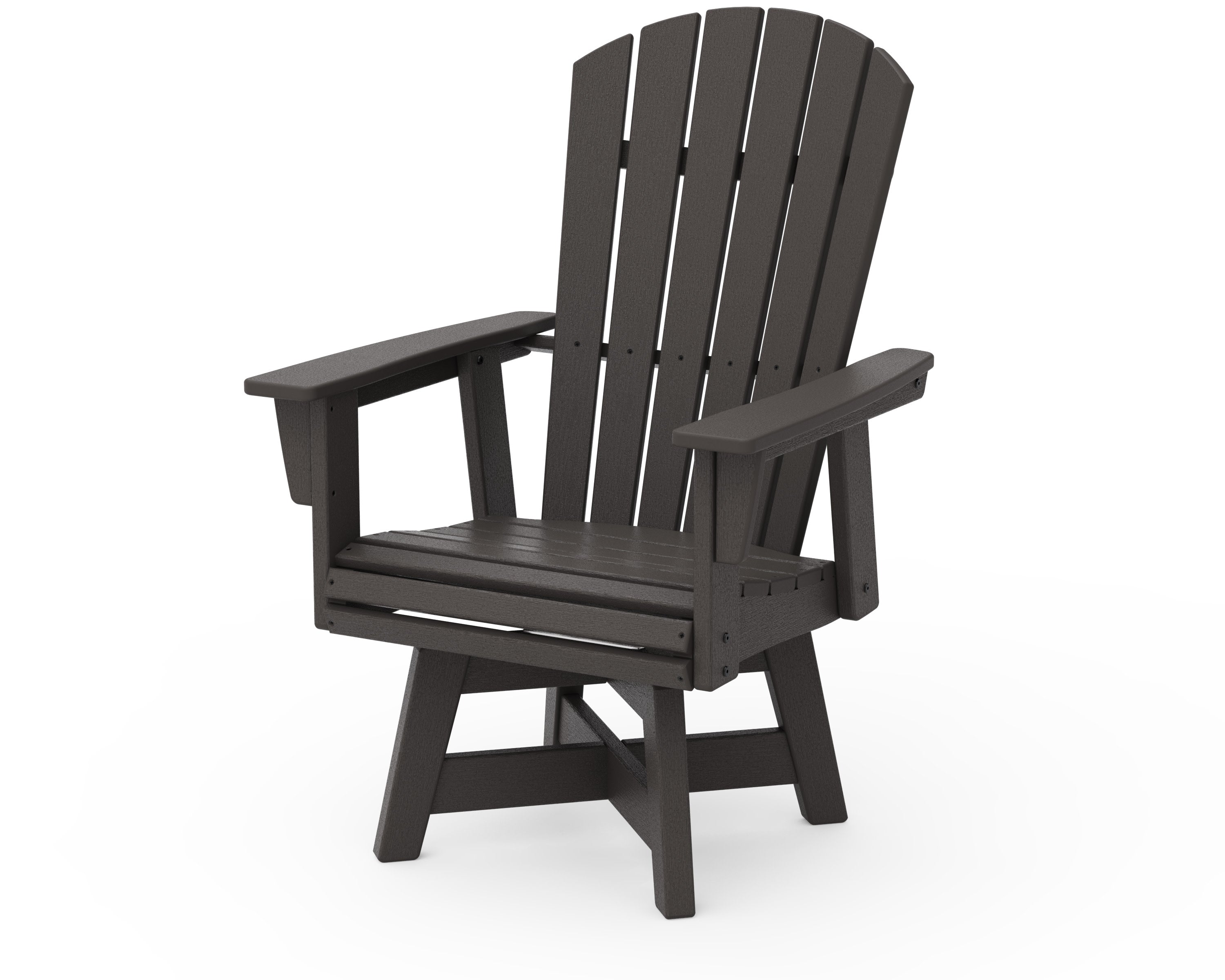 Nautical Curveback Adirondack Swivel Dining Chair in Vintage Coffee