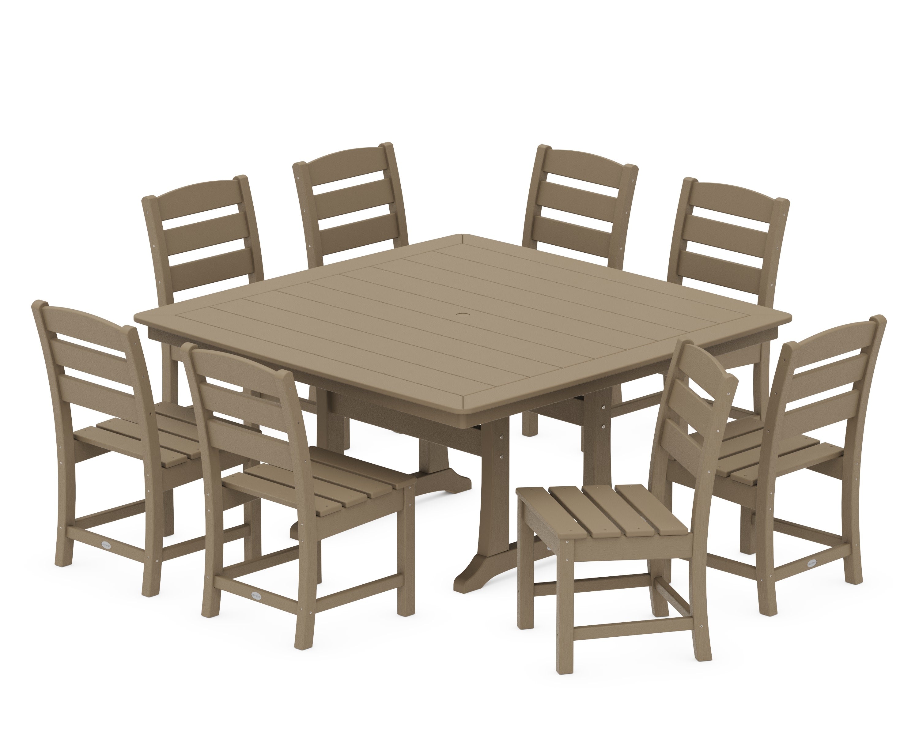 Lakeside 9-Piece Nautical Trestle Dining Set in Vintage Sahara