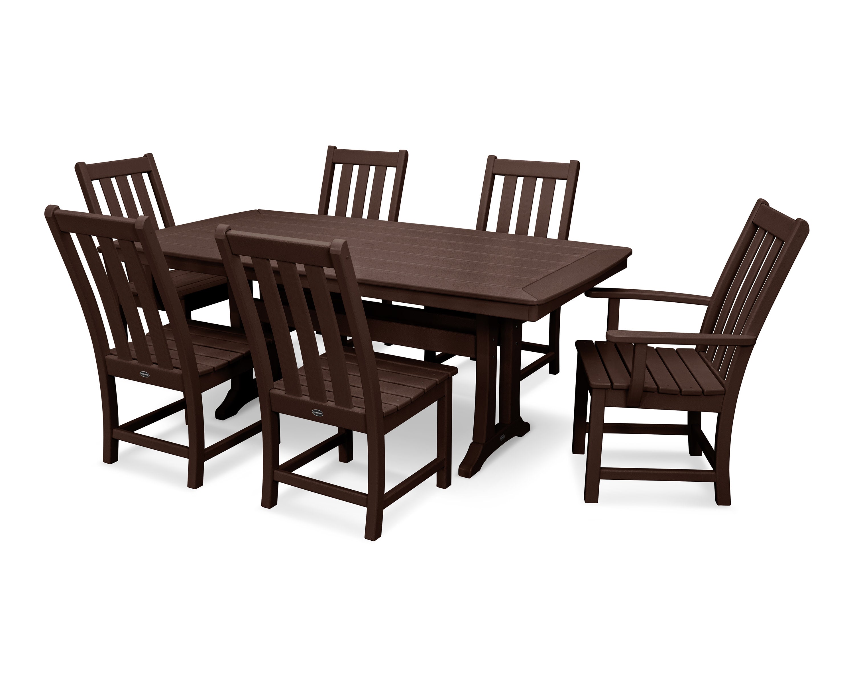 Vineyard 7-Piece Dining Set with Trestle Legs in Mahogany