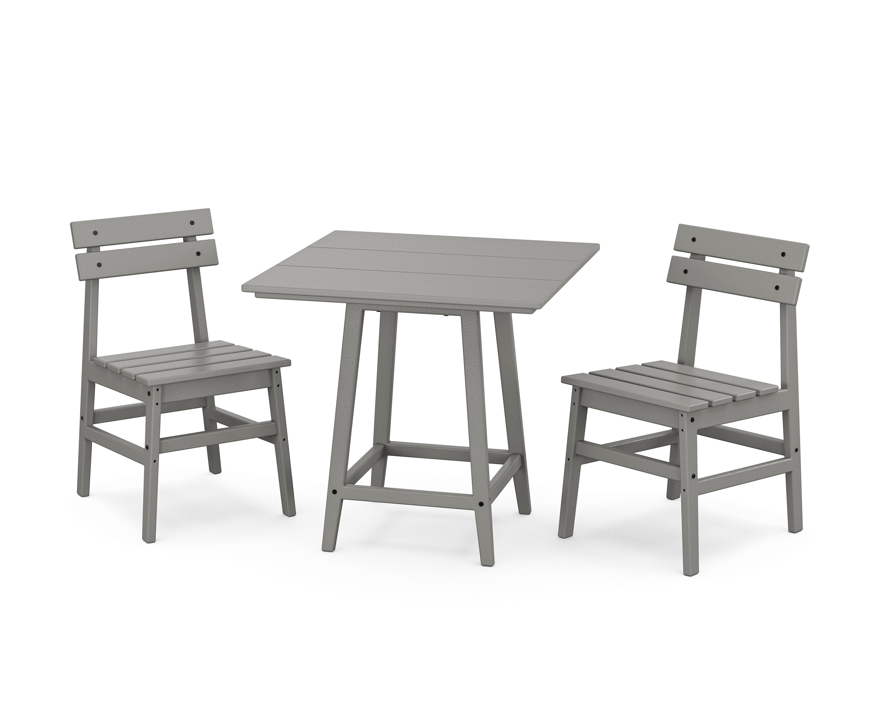 Modern Studio Plaza Chair 3-Piece Bistro Dining Set in Slate Grey
