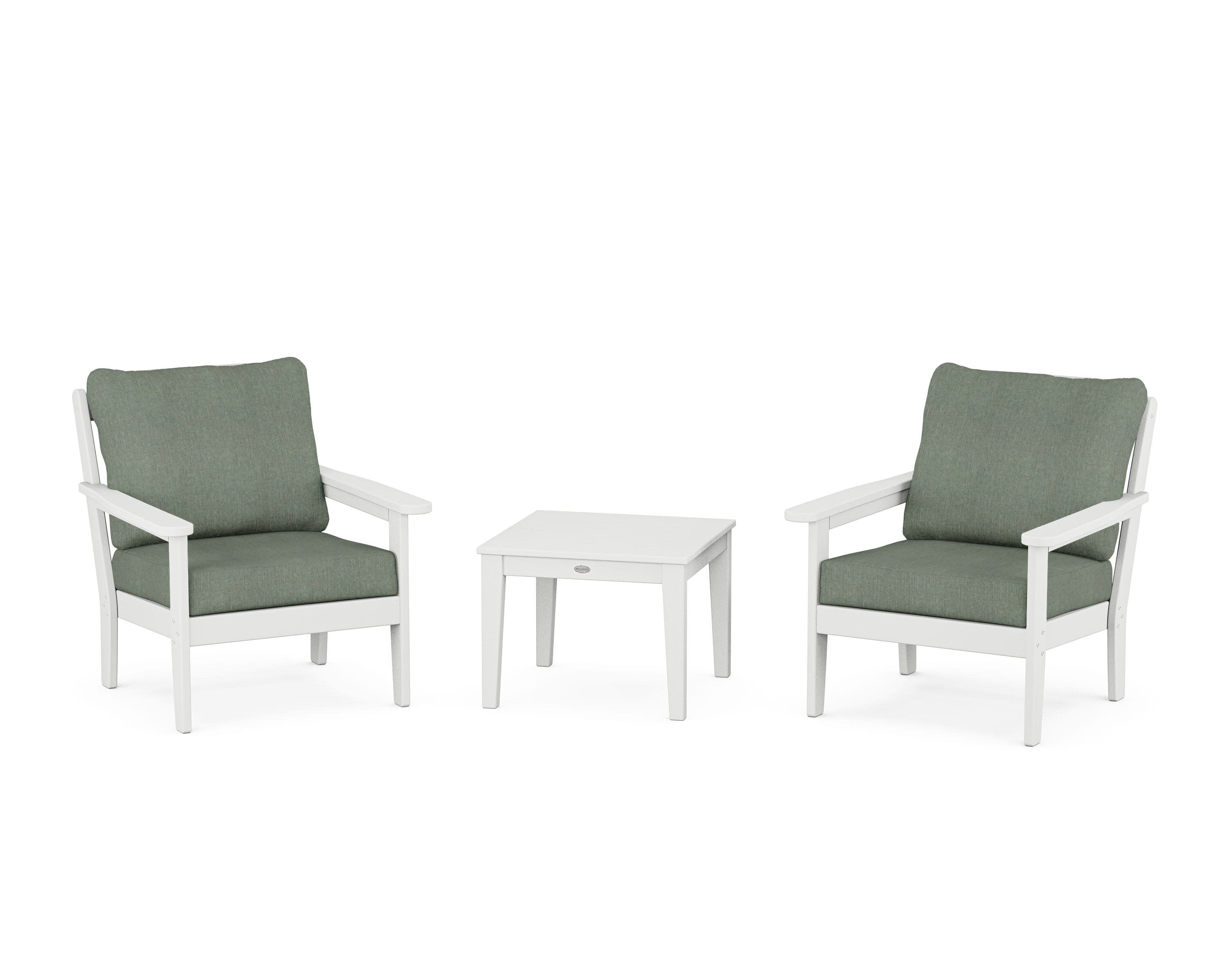Cottage 3-Piece Deep Seating Set in White / Cast Sage