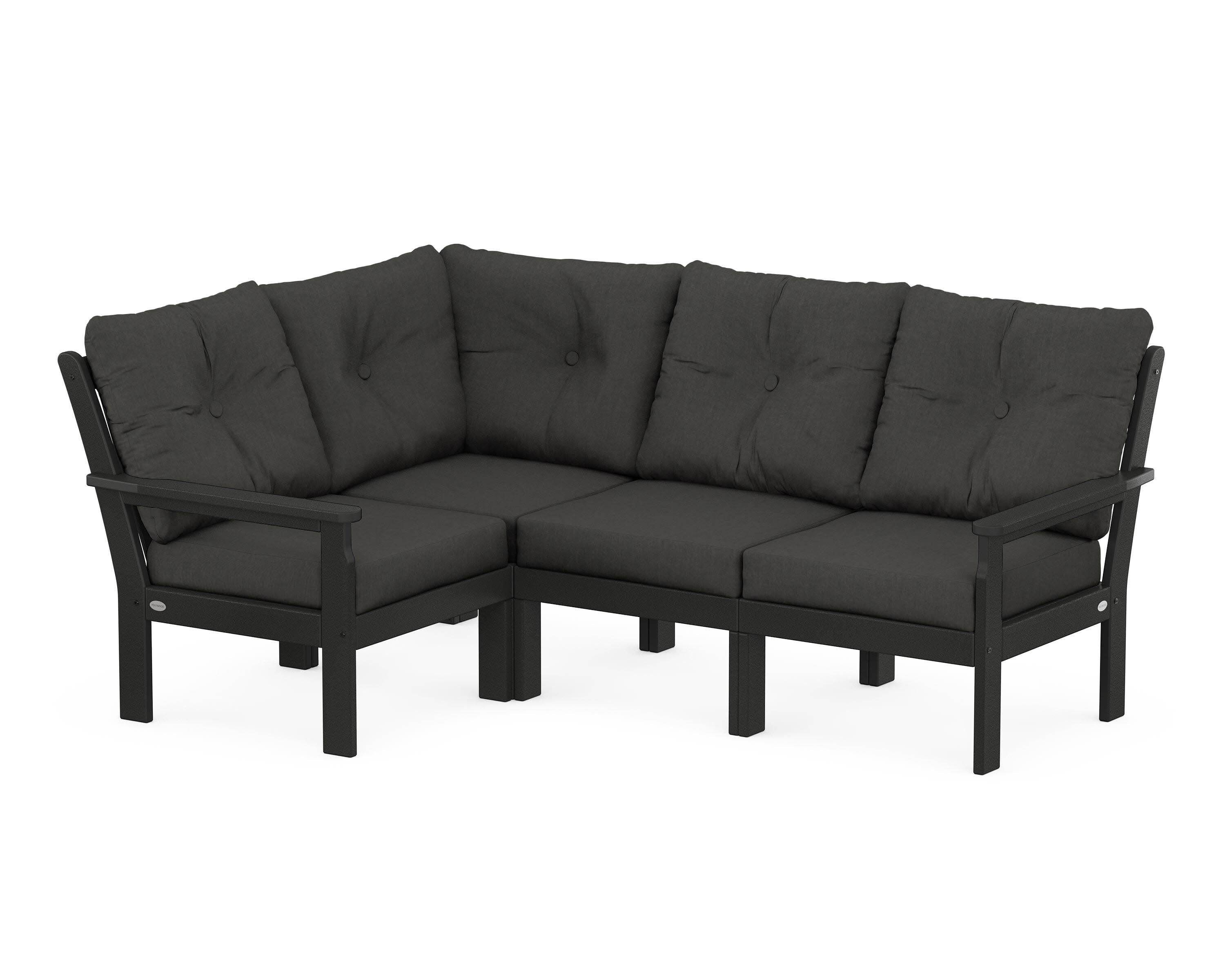 Vineyard 4-Piece Sectional in Black / Spectrum Carbon