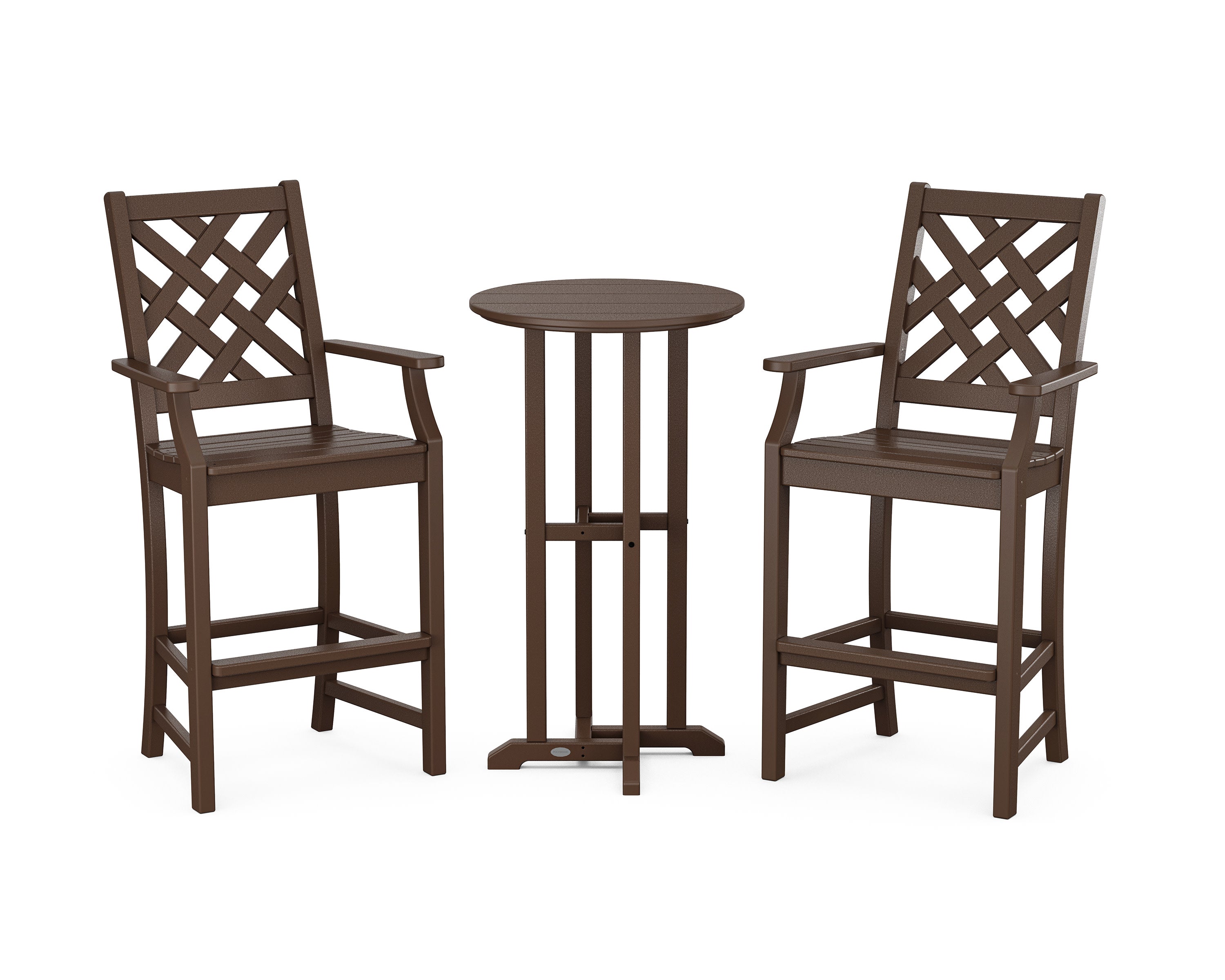 Wovendale 3-Piece Farmhouse Bar Set in Mahogany