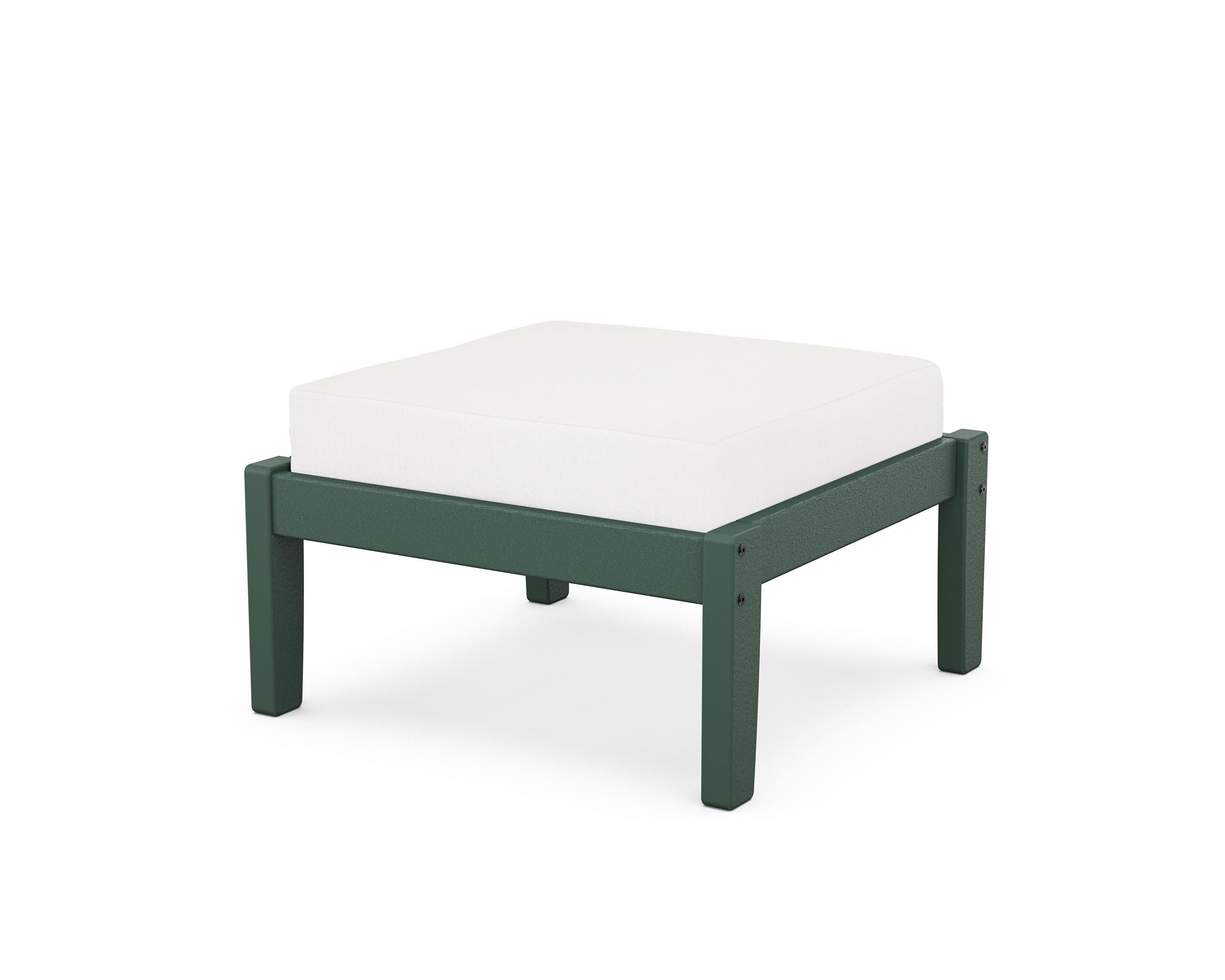 Deep Seating Ottoman in Green / Natural Linen