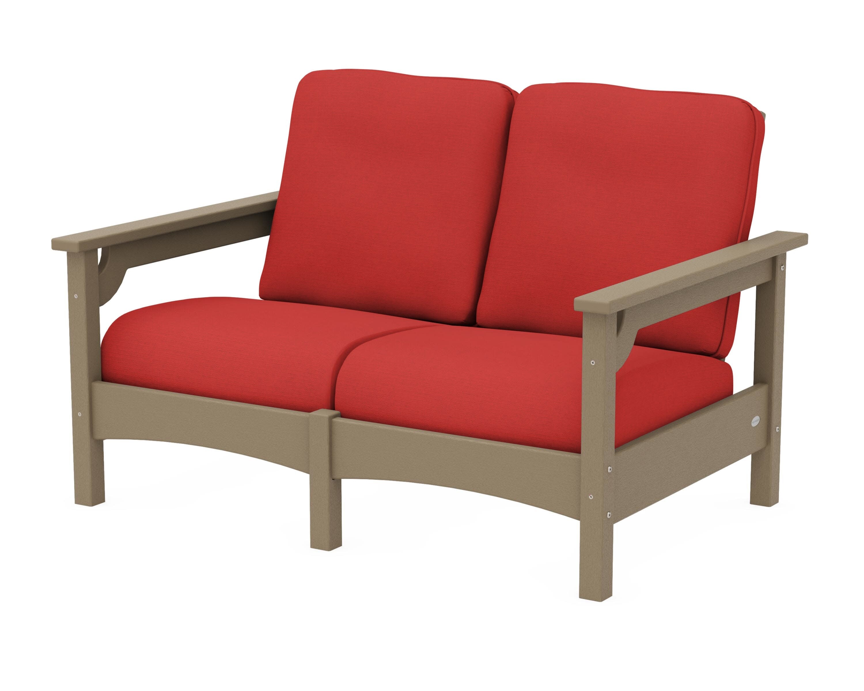 Club Loveseat in Vintage Sahara / Crimson Linen